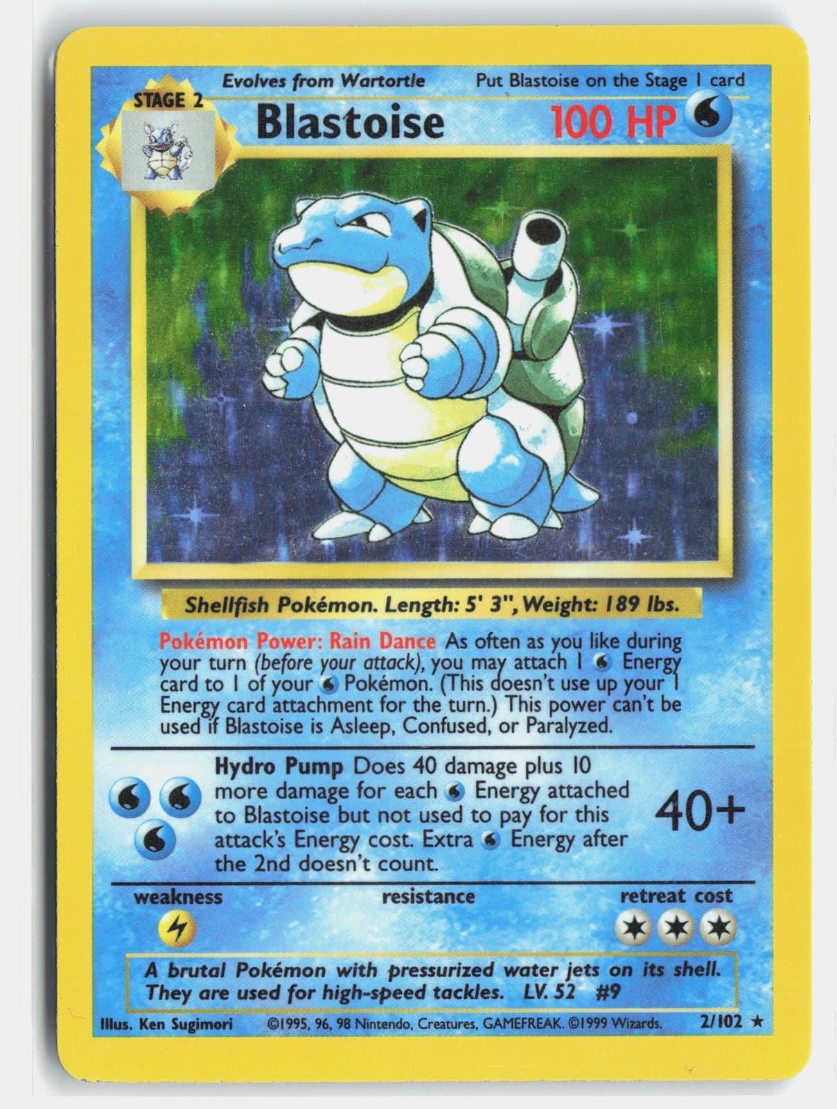 Blastoise Holofoil 002/102 Base Set Holo Rare