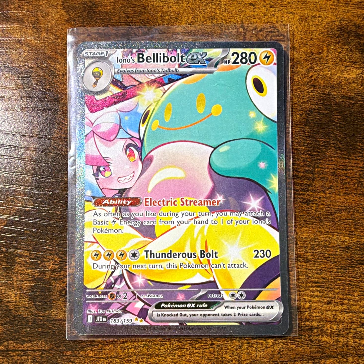 Pokemon Iono's Bellibolt ex 183/159 Sv09 Full Art SIR Holo Eng