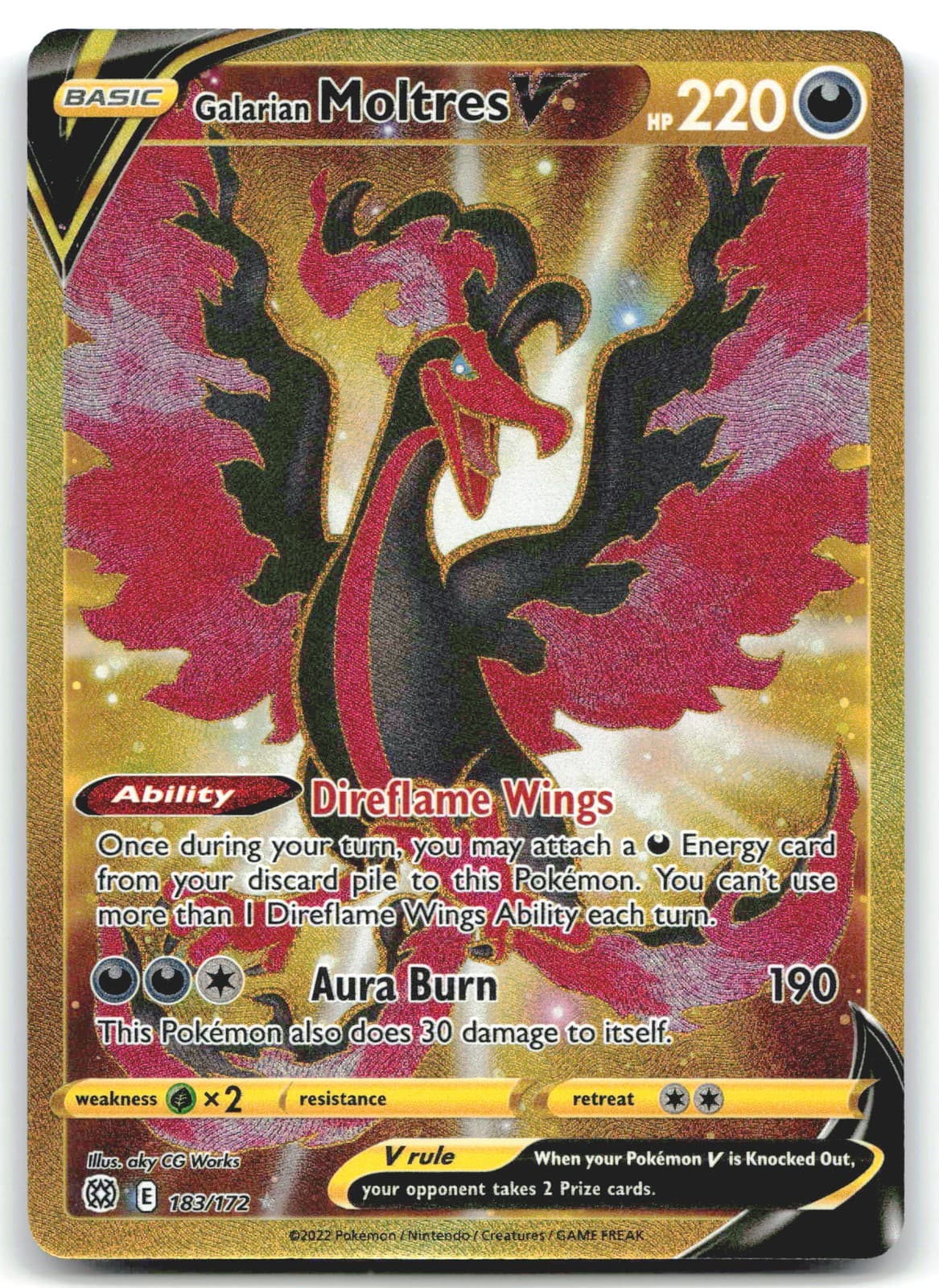 Galarian Moltres V (Secret) 183/172 SWSH09: Brilliant Stars Holofoil NM