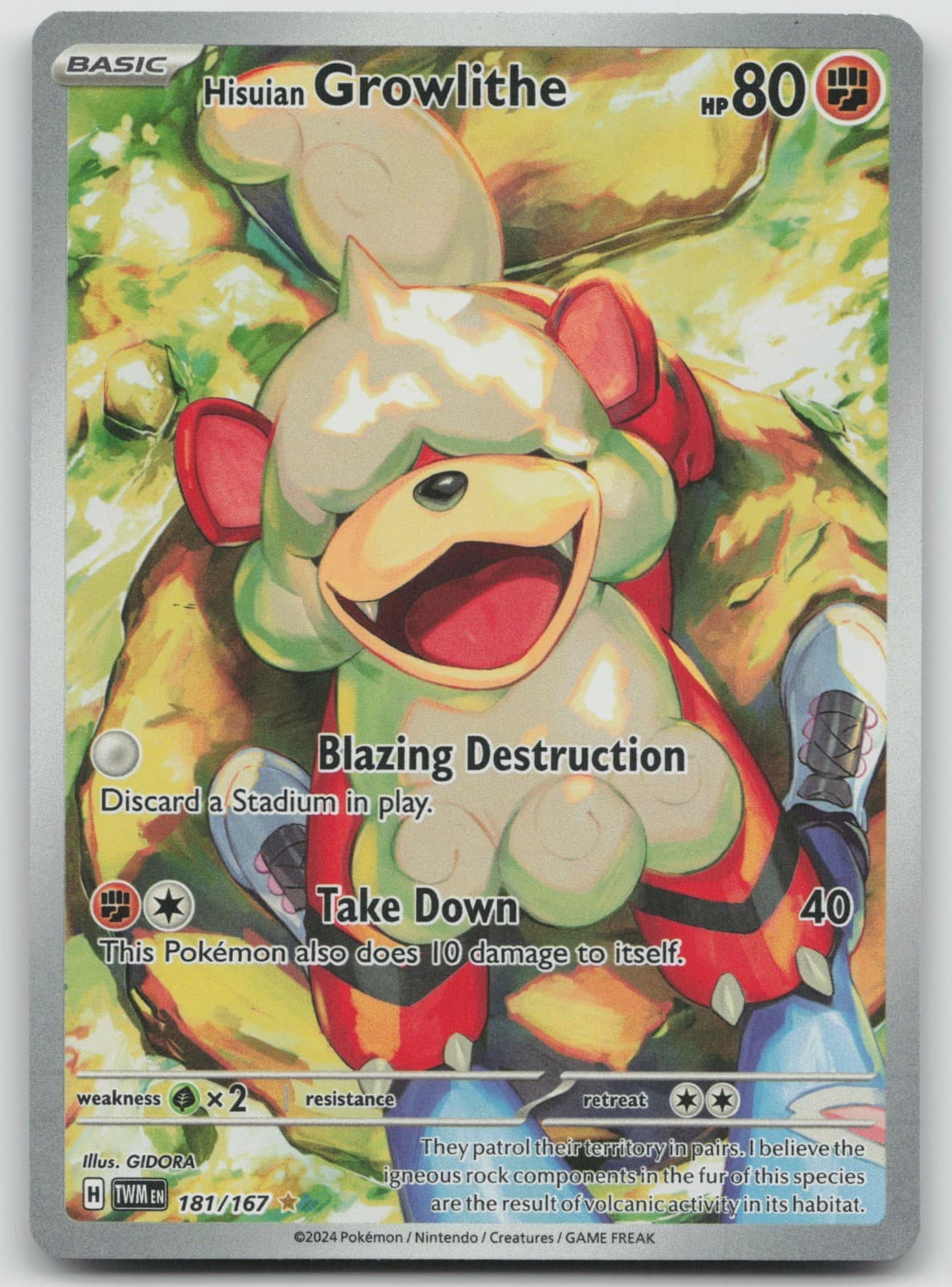 Hisuian Growlithe - 181/167 - Twilight Masquerade - Pokemon TCG NM Card IR Rare