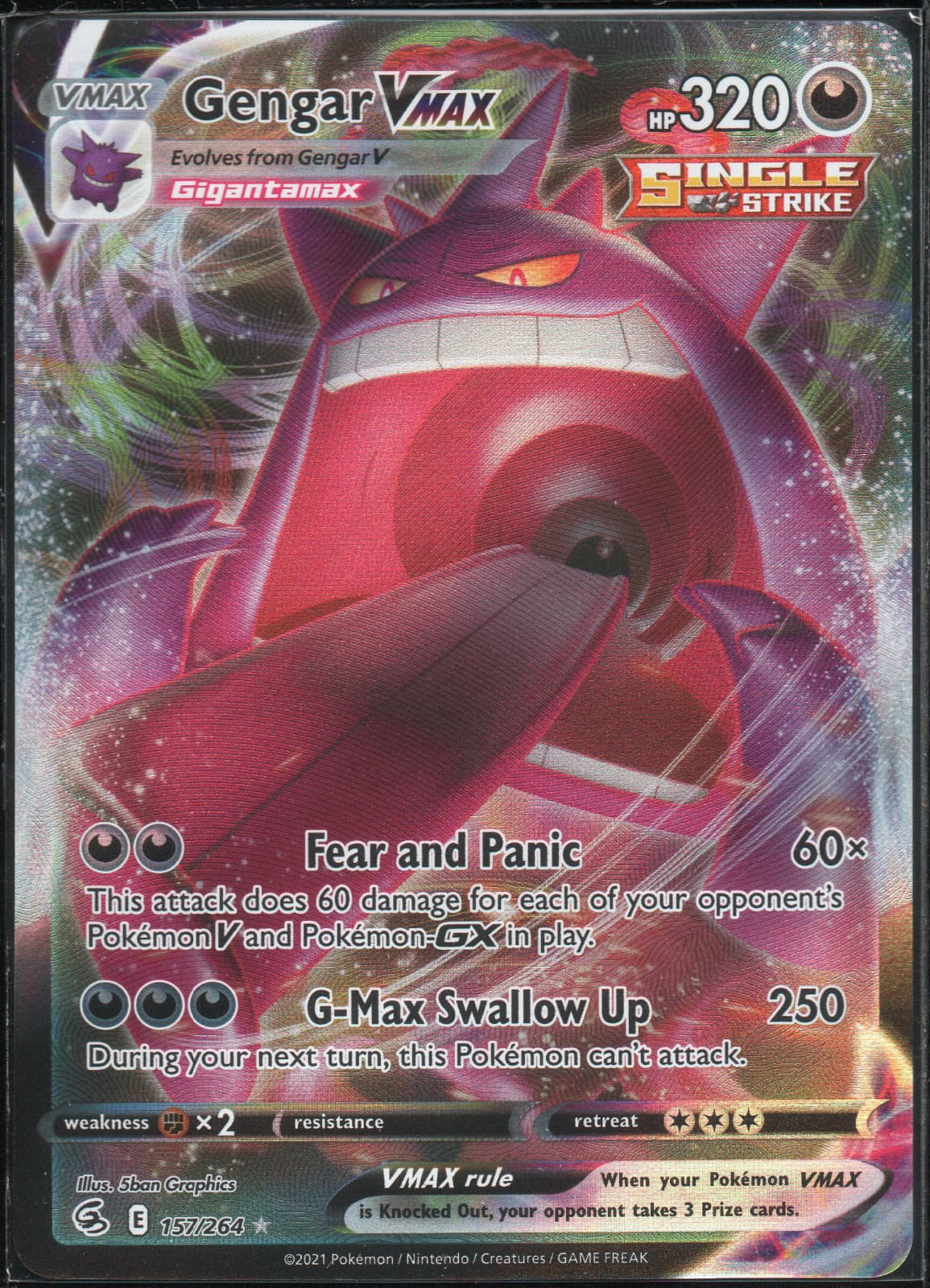Pokemon TCG SWSH08 Fusion Strike: Gengar VMAX 157/264 NM+