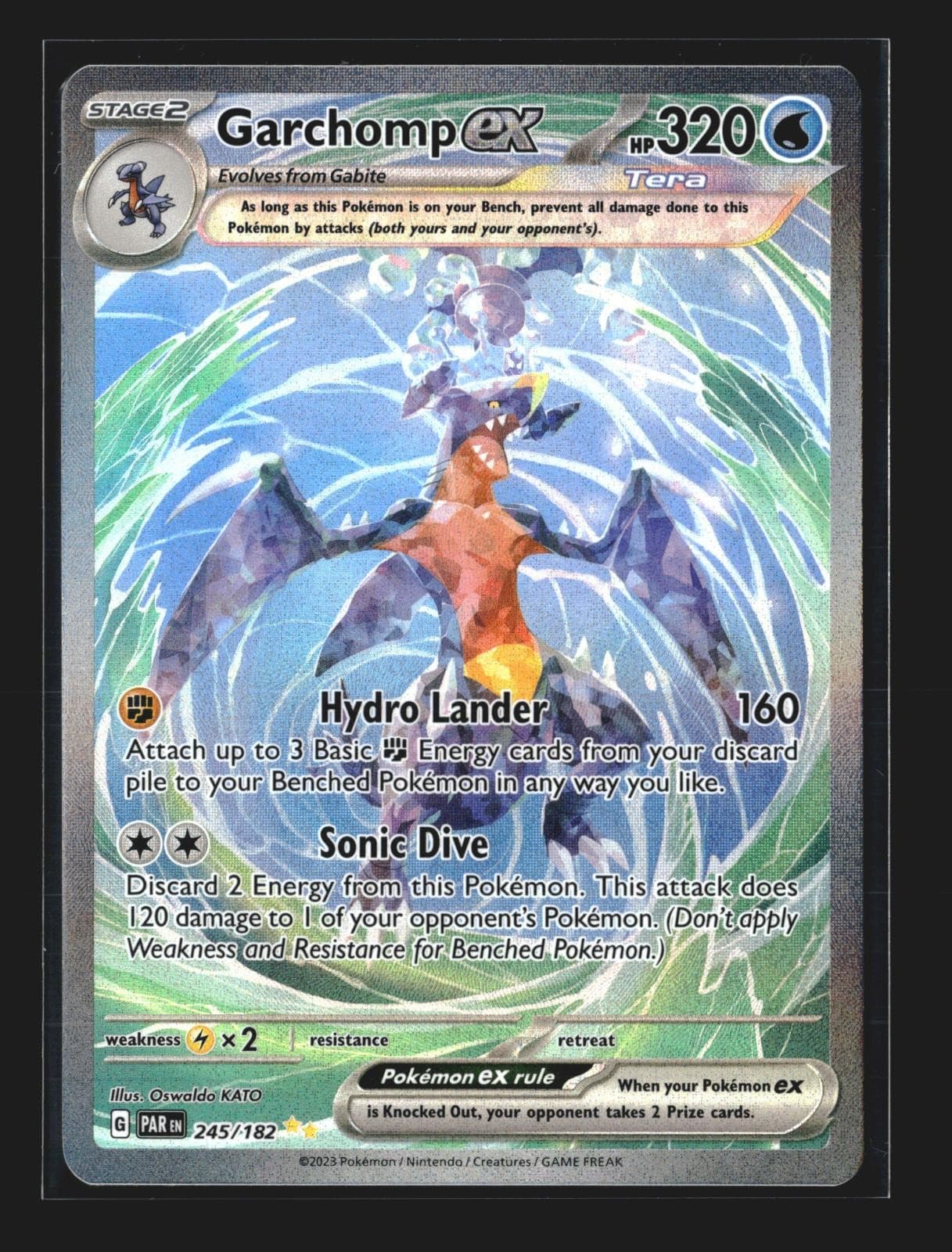 Garchomp ex 245/182 Holo Special Illustration Rare PAR Paradox Rift 2023 KATO NM