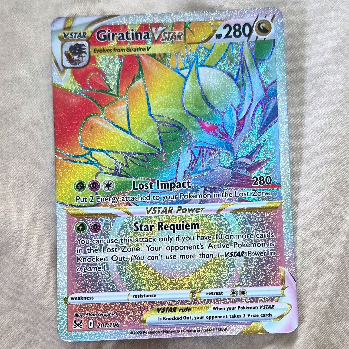 Giratina VSTAR Lost Origin Secret Rare Full Art Holo 201/196 English 2022