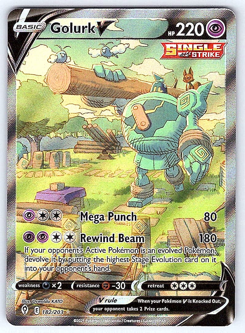 Golurk V (Alternate Full Art) 182/203 Ultra Rare Holofoil SWSH07: Evolving Sk NM