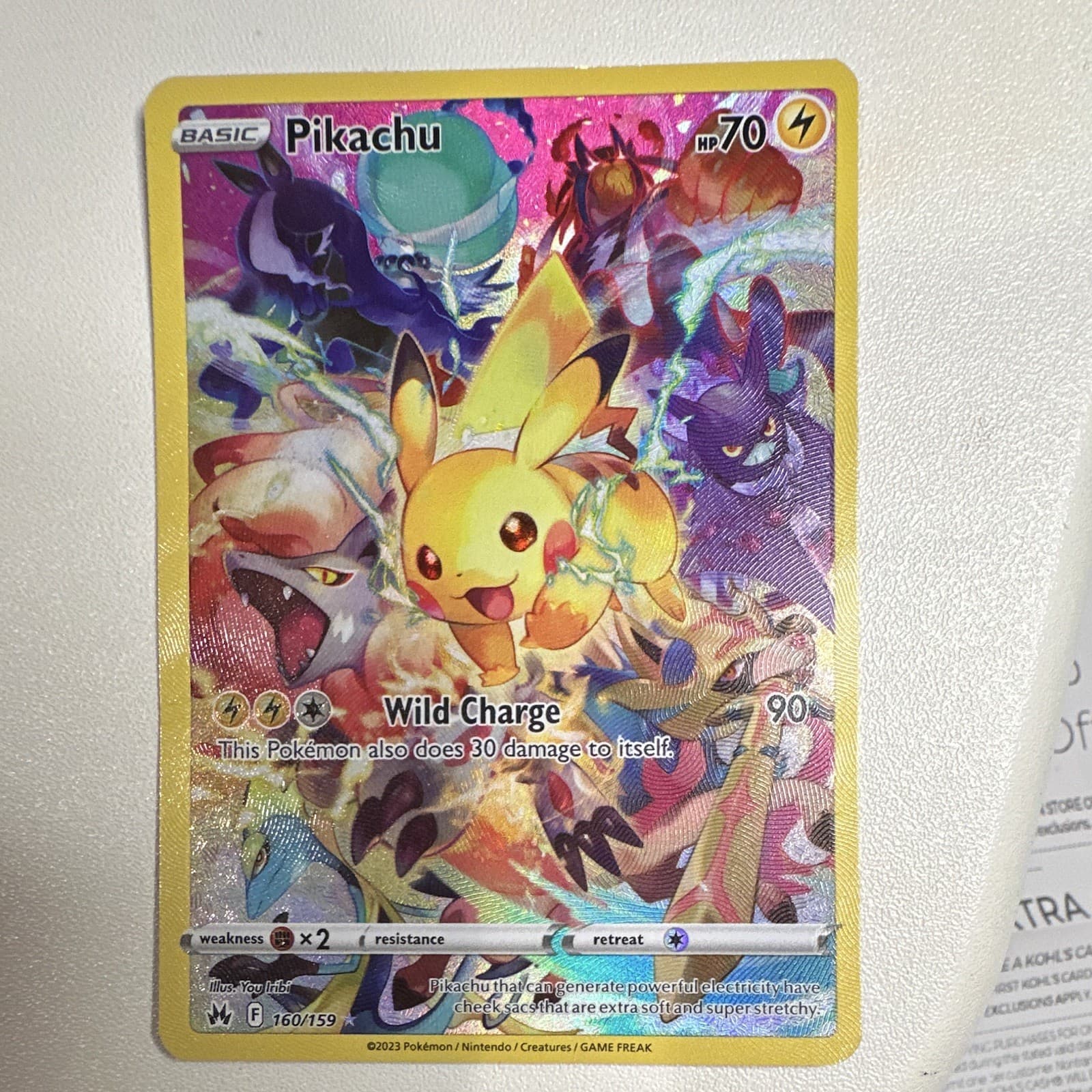 Pikachu Pokémon TCG Crown Zenith Secret Rare Holo 160/159 Basic 70 HP