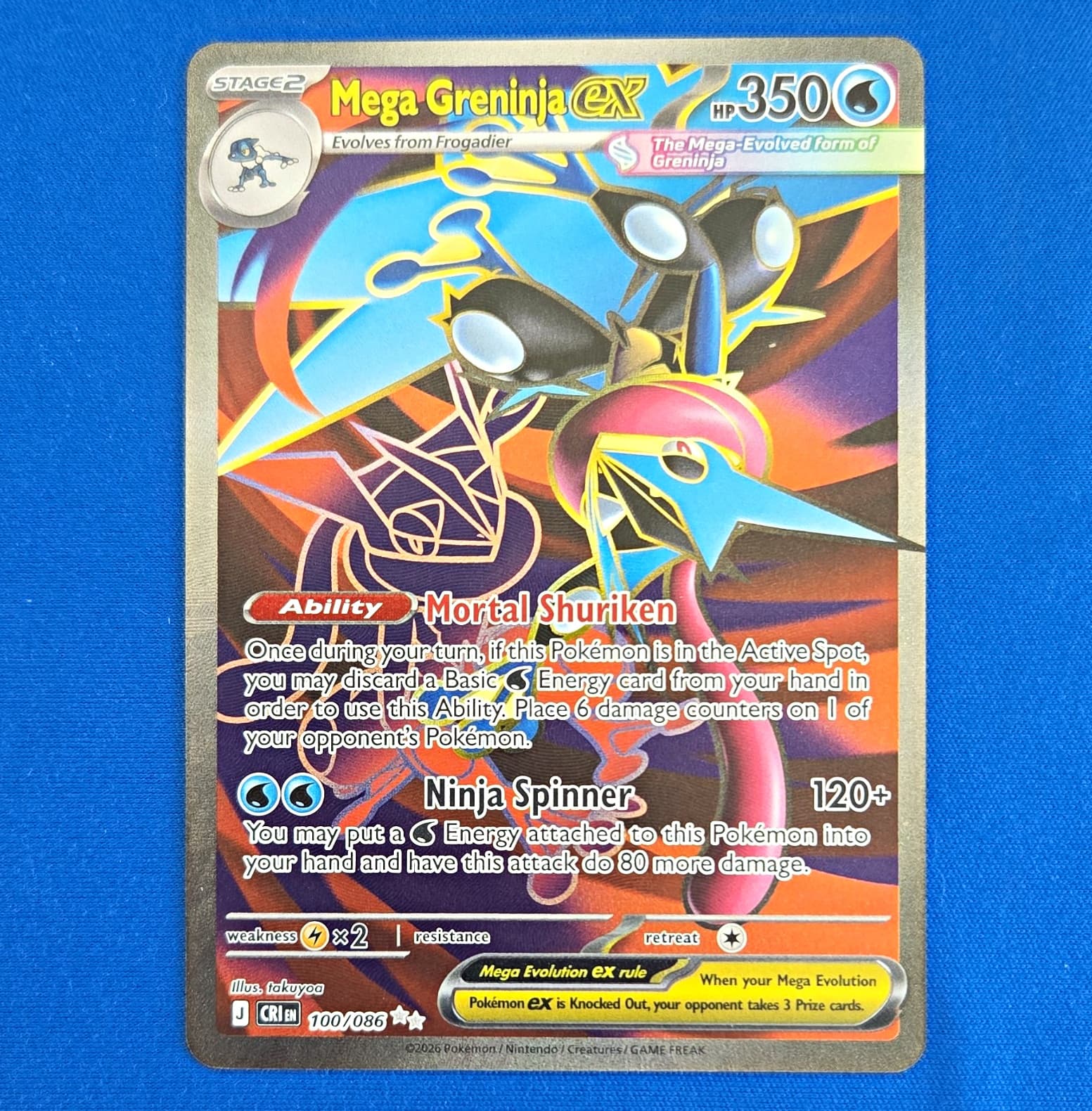 Pokémon TCG Mega Greninja EX 100/086 Chaos Rising Ultra Rare Holo