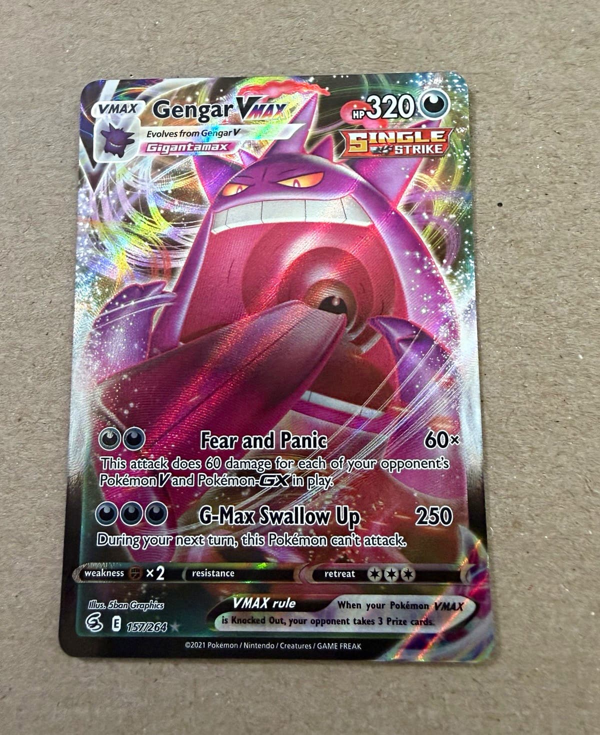 The Pokémon Company Gengar VMAX 157/264 Fusion Strike Holo Ultra Rare NM