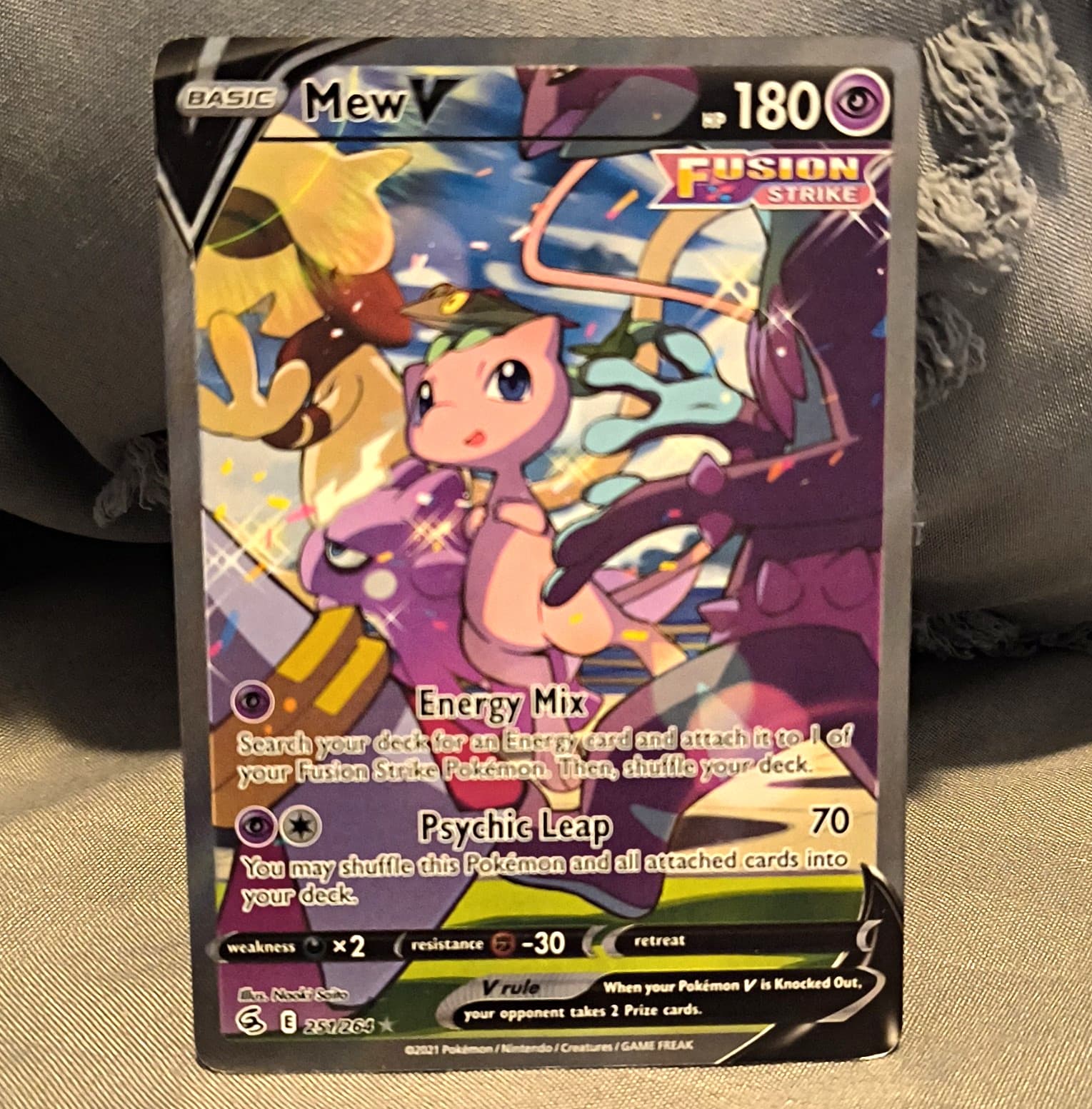 Pokemon TCG Mew V 251/264 Fusion Strike Alt Full Art Ultra Rare Holo