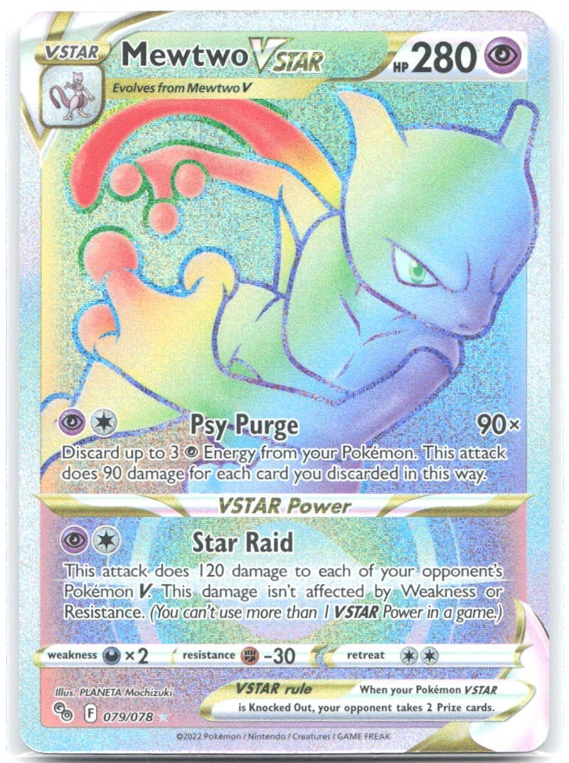 Mewtwo VSTAR 79 Secret Holo Secret Rare Pokemon GO 079/078 NM PLANETA Mochizuki