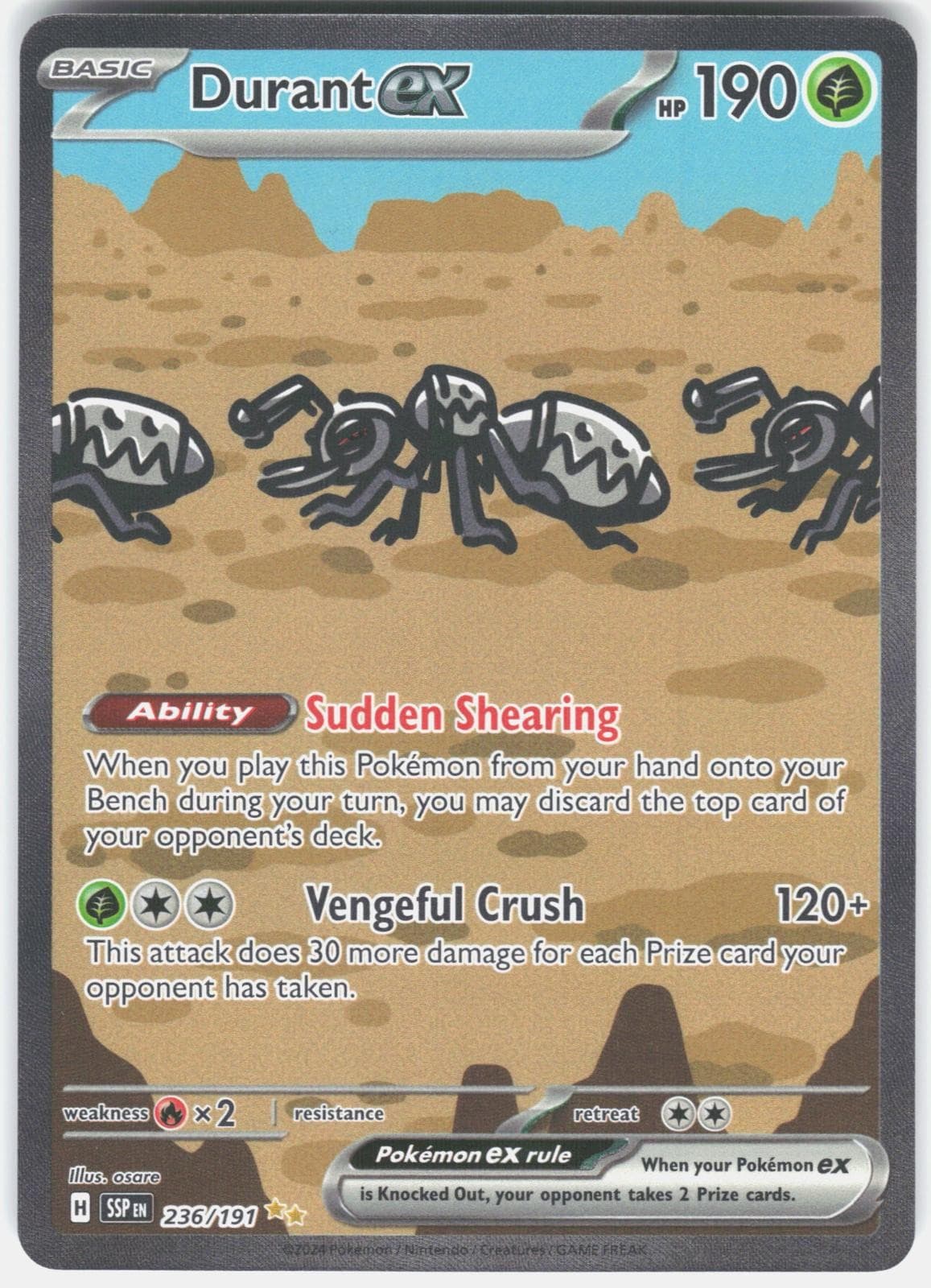 Pokemon Durant ex 236/191 Surging Sparks Holo NM