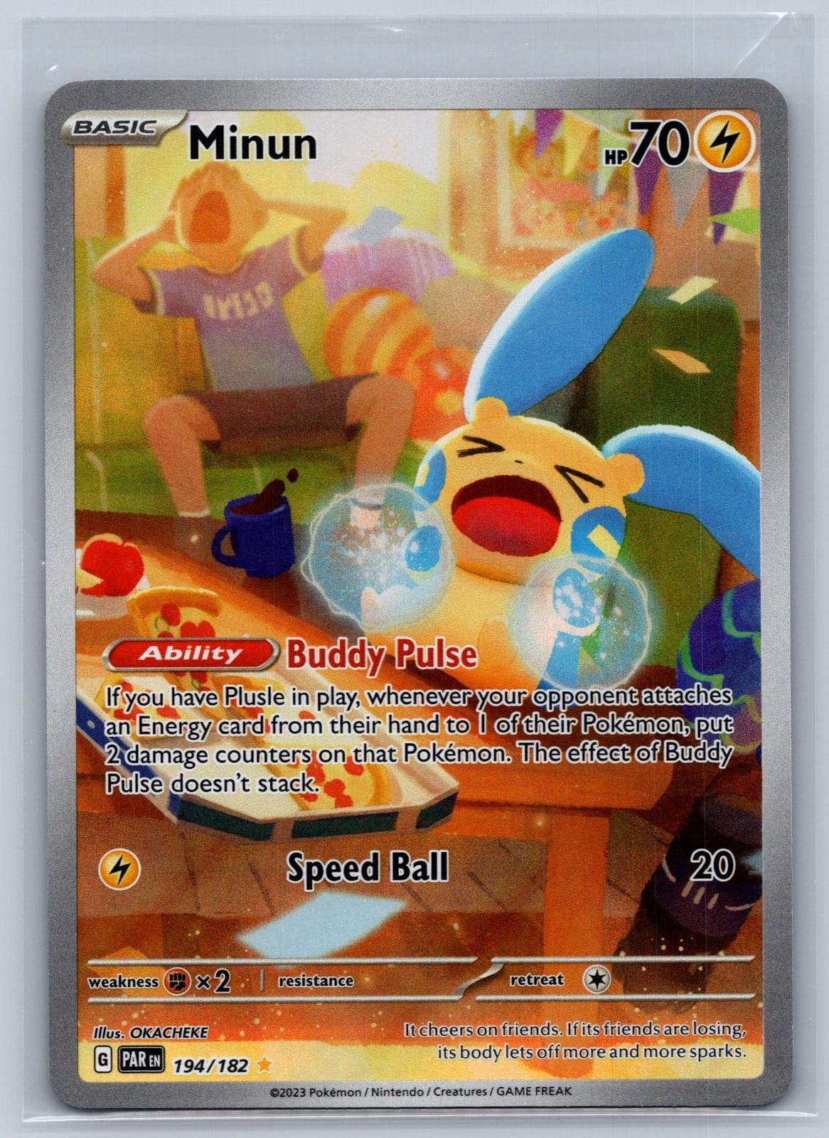 Minun 194/182 Illustration Rare Paradox Rift Pokemon Holo Near Mint