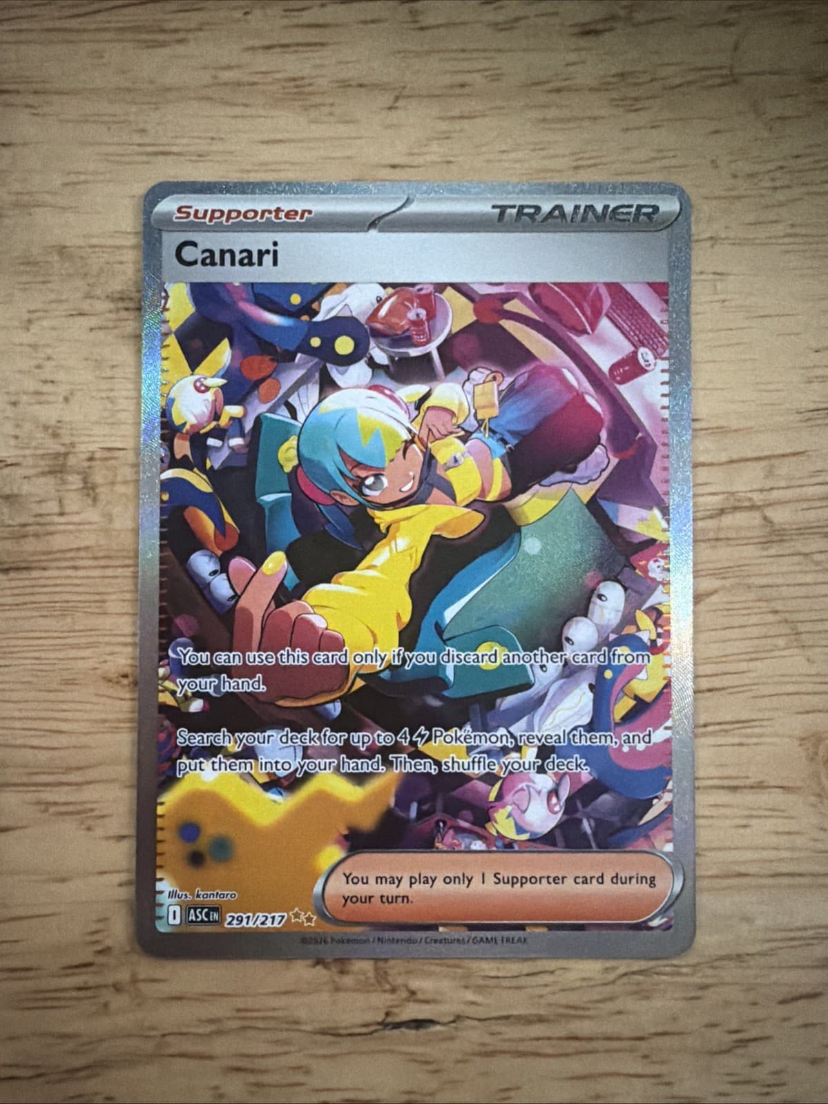 Pokémon Canari 291/217 ASC EN Full Art Secret Rare Trainer Supporter MINT