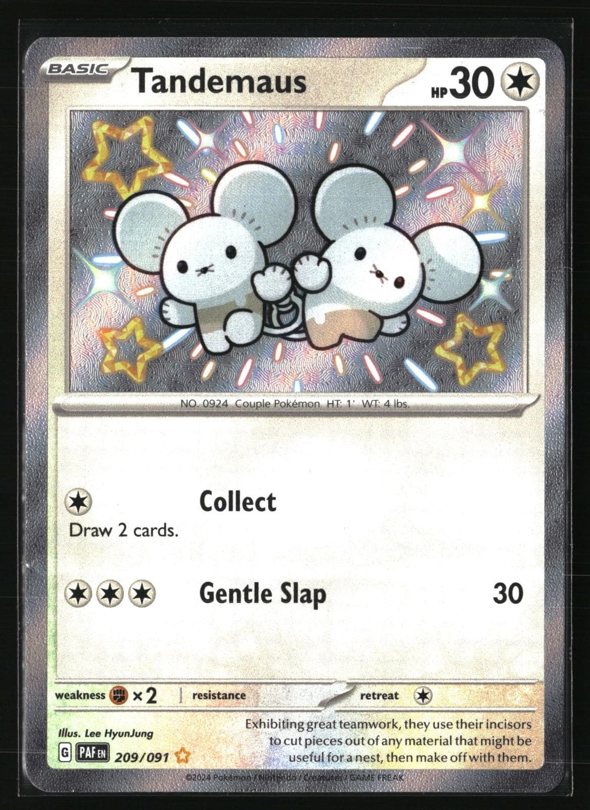 TANDEMAUS 209/091 SHINY RARE PALDEAN FATES POKEMON HOLO NM
