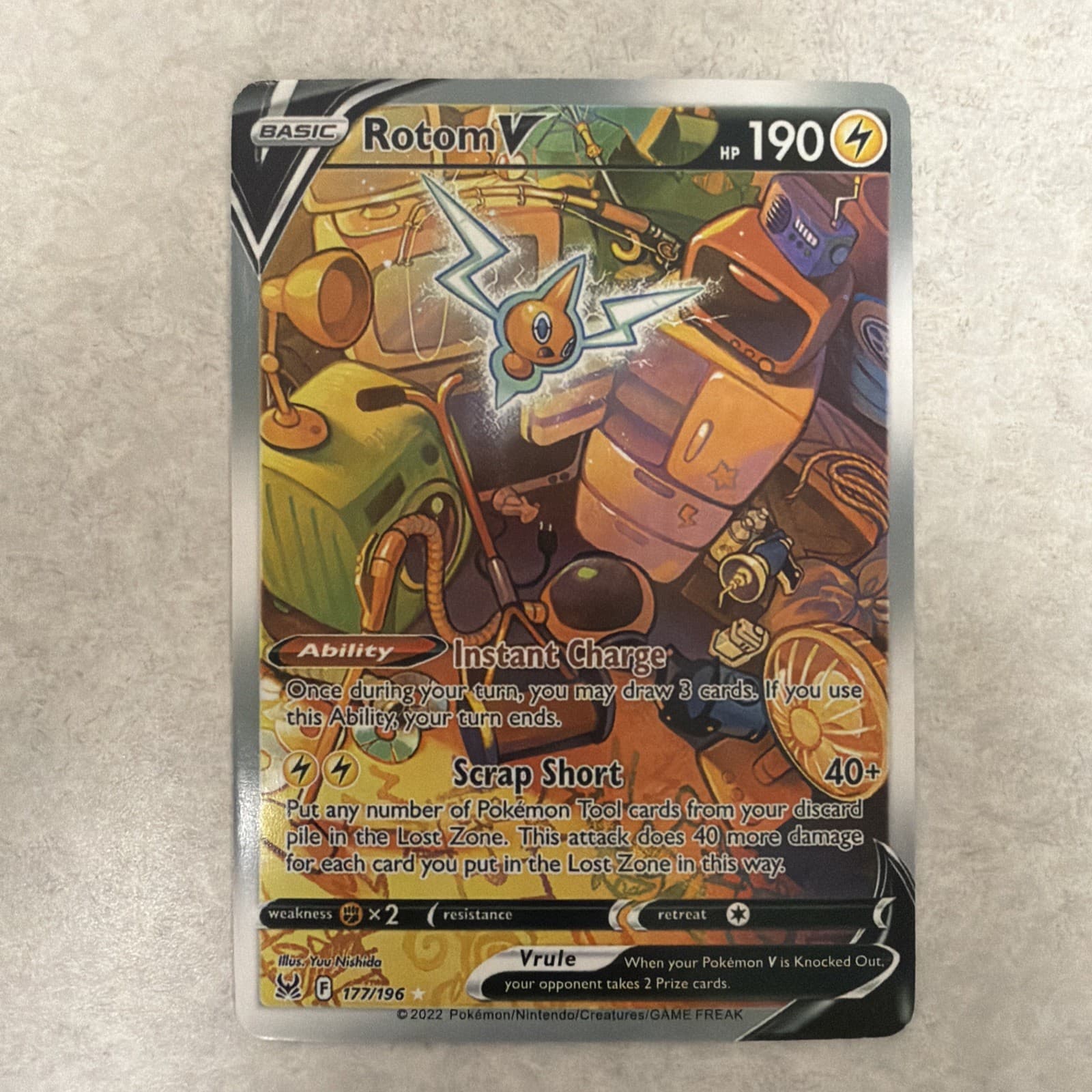Pokémon TCG Rotom V (Alternate Full Art) 177/196 Lost Origin Ultra Rare Holo NM