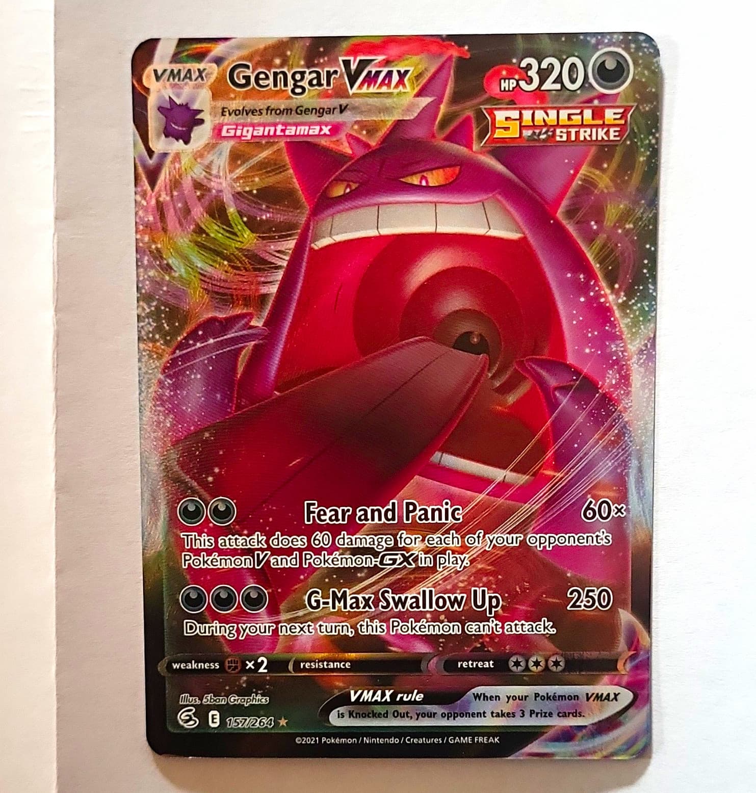 Pokemon Company Gengar VMAX 157/264 Fusion Strike Ultra Rare Holo EN 2021 HP320