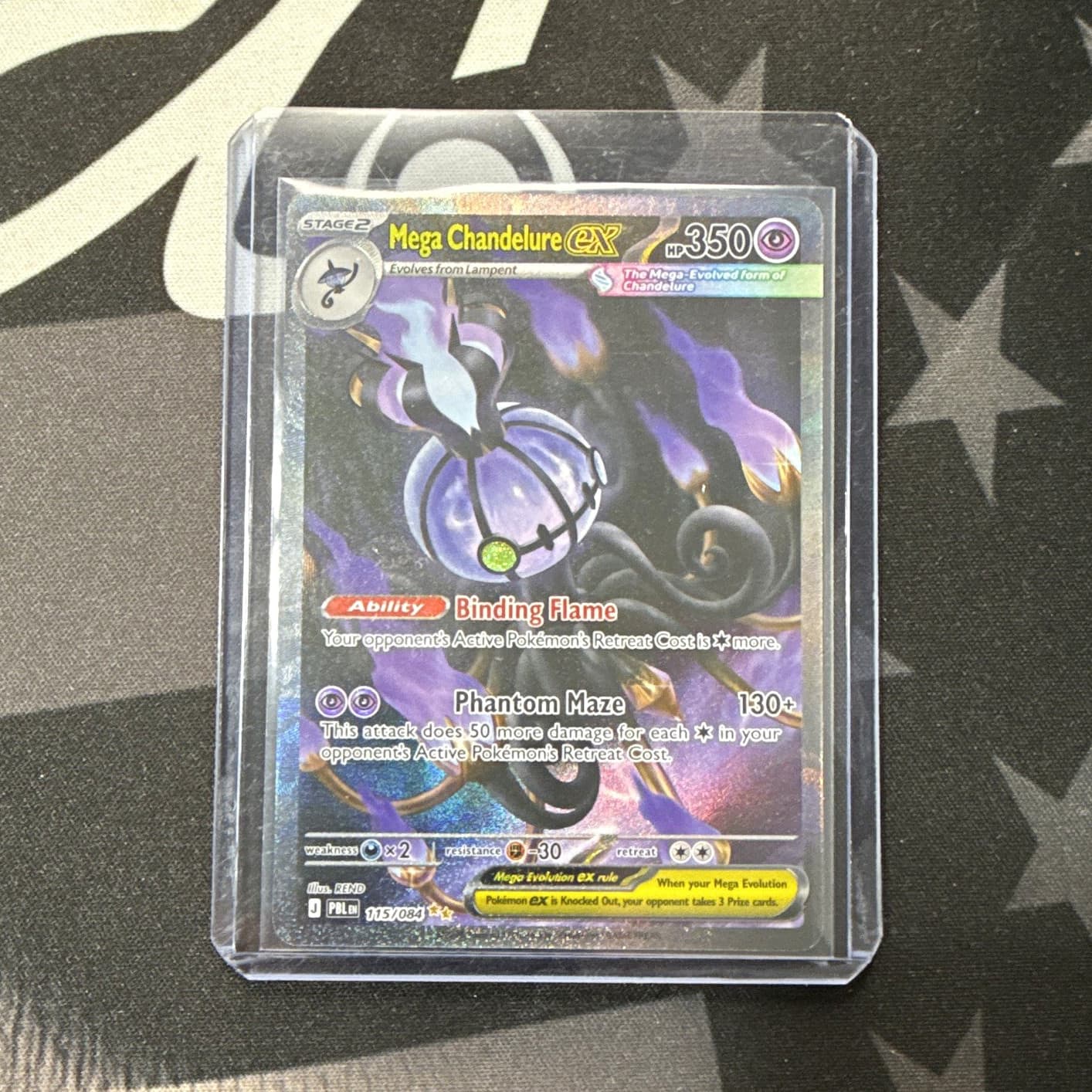Pokemon Pitch Black Mega Chandelure EX 115/084 XY Full Art Holo Ultra Rare