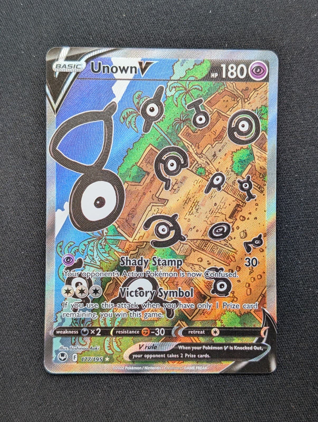 Unown V (Alternate Full Art) 177/195 Ultra Rare SWSH12: Silver Tempest Holo SWSH
