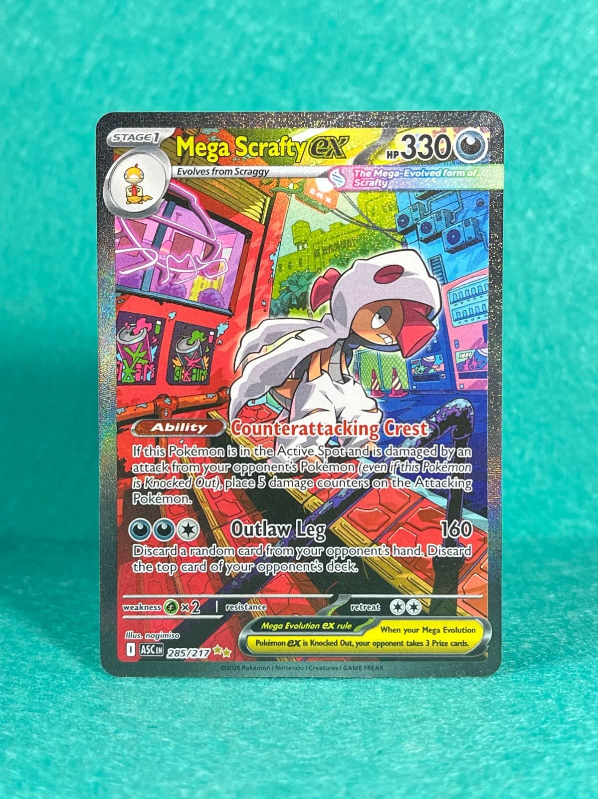 Mega Scrafty ex  ME Ascended Heroes 285/217 Special Illustration Rare - NM/M