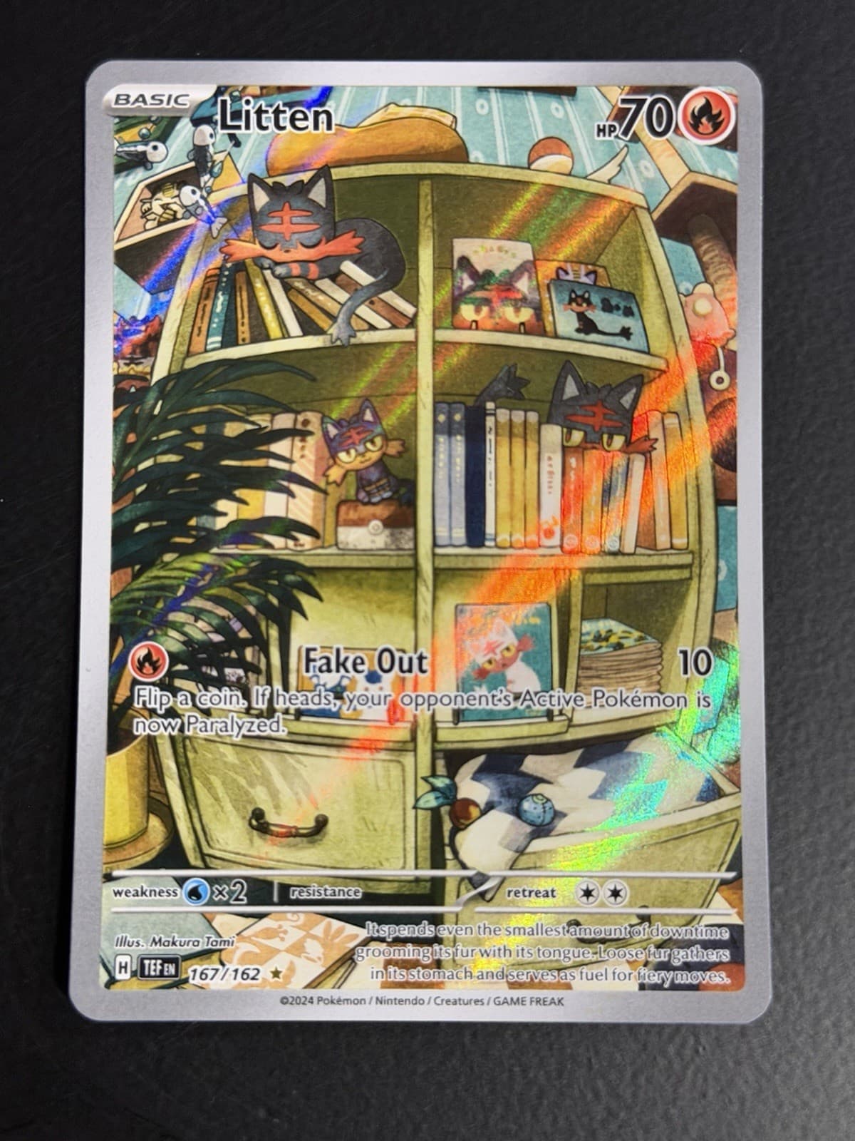 Pokemon Litten 167/162 SV05 Temporal Forces Illustration Rare Holo Full Art