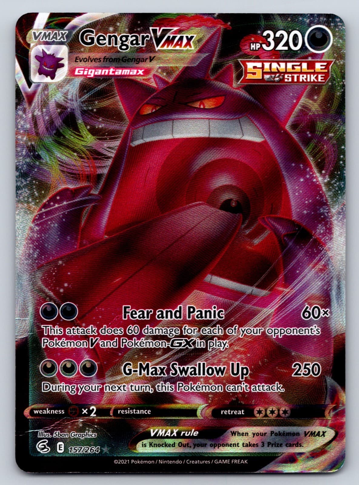 2021 Pokemon Gengar VMAX 157/264 Ultra Rare Holo Fusion Strike HP