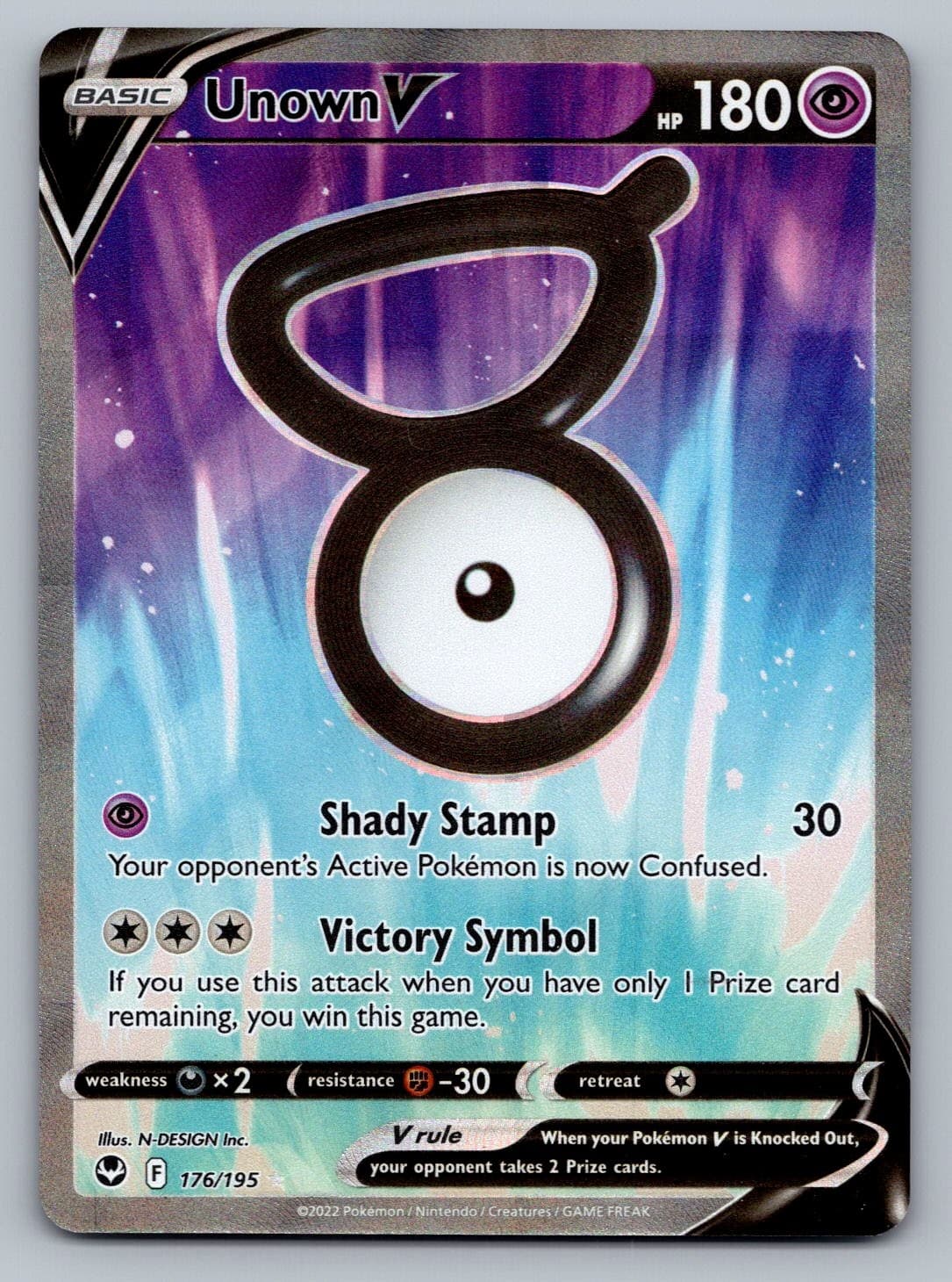 Pokemon TCG SWSH12: Silver Tempest Unown V (Full Art) 176/195