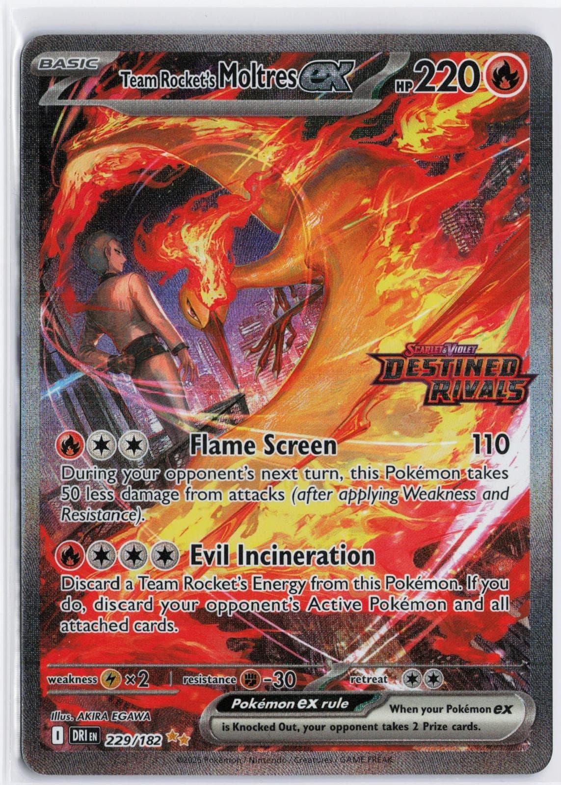 POKEMON TCG TEAM ROCKET'S MOLTRES EX (DESTINED RIVALS STAMP) 229/182 HOLO NM