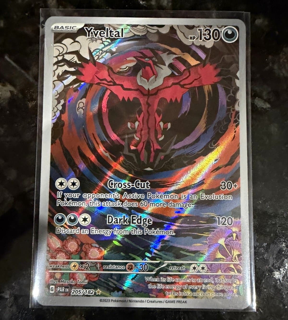 The Pokémon Company Yveltal 205/182 Paradox Rift Full Art Holo Rare ENG 2023