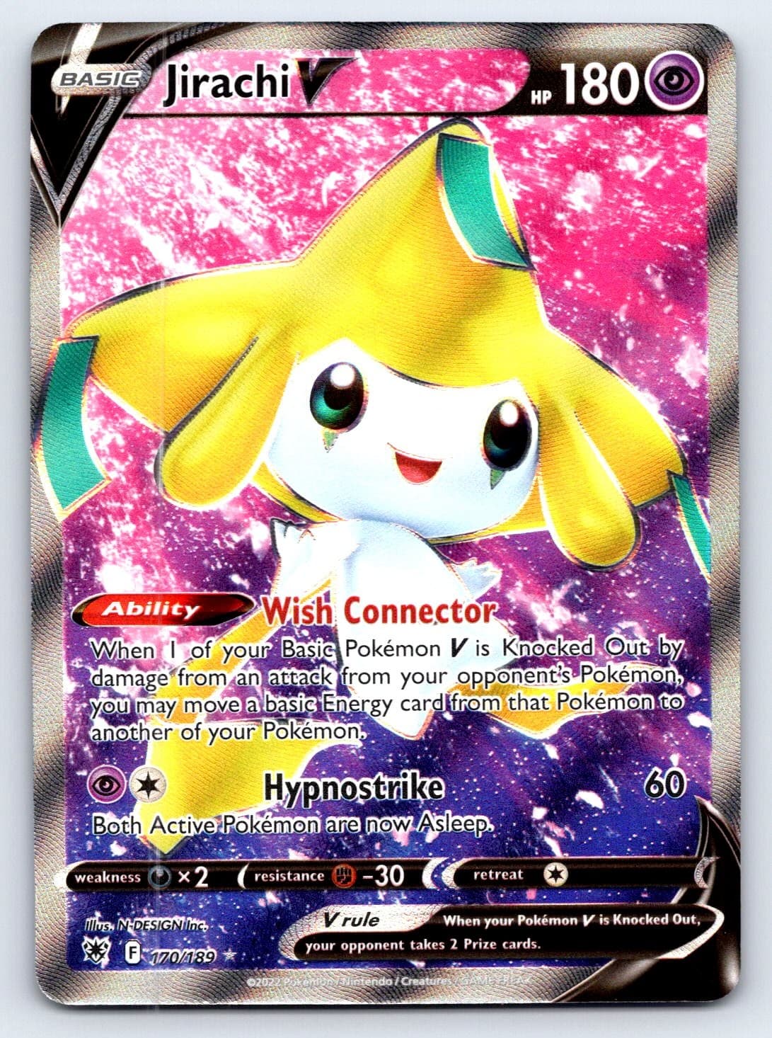 Jirachi V (Full Art) Holo Ultra Rare SWSH10: Astral Radiance 170/189 NM