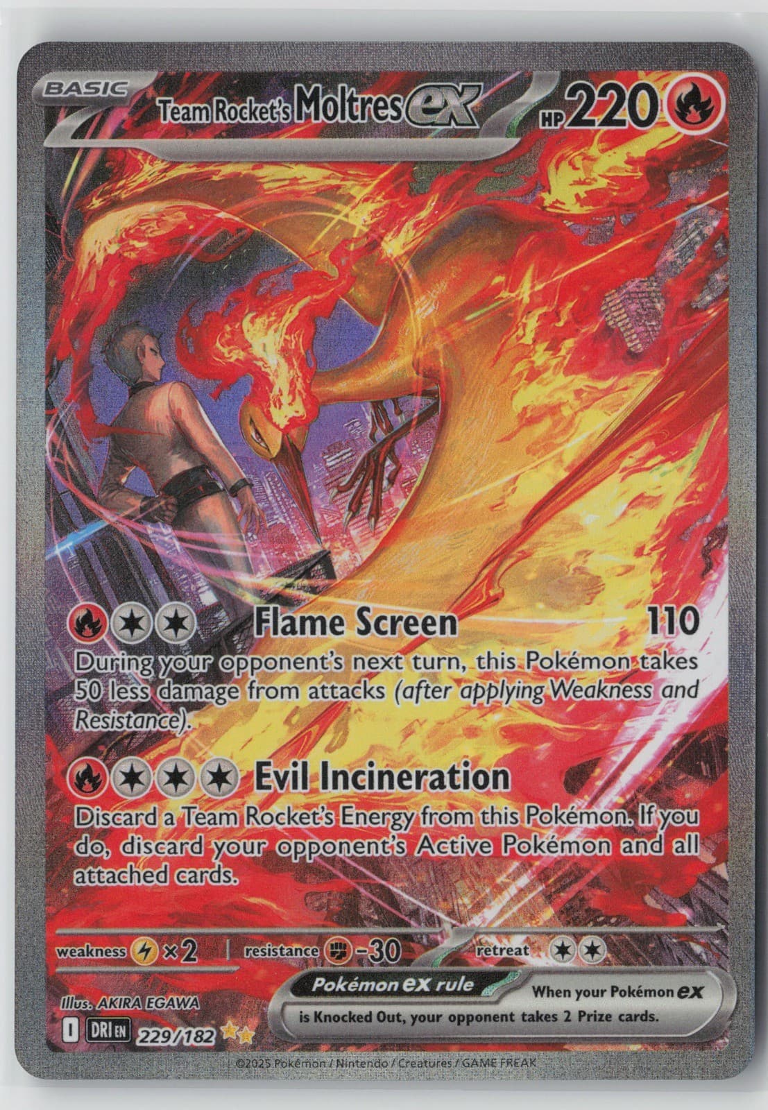 Team Rocket's Moltres ex Special Illustration Rare- Destined Rivals 229/182 NM