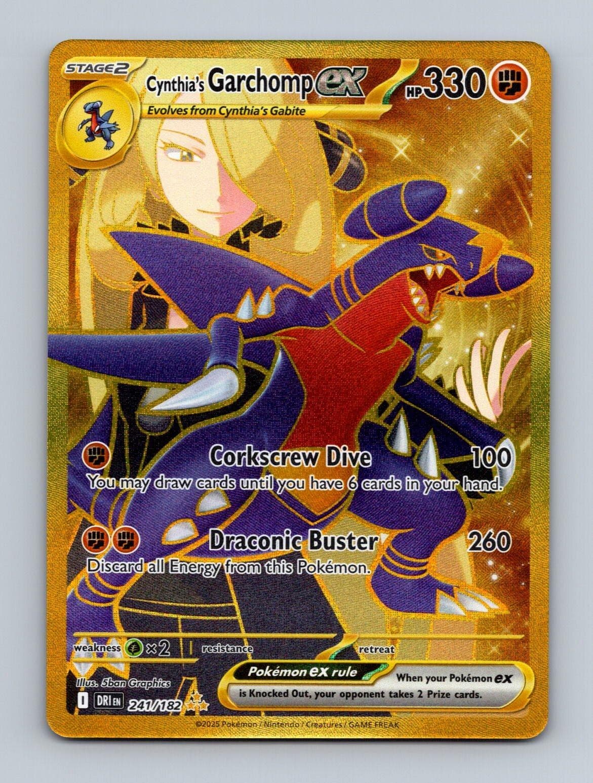 Cynthia's Garchomp ex 241/182 Hyper Rare Destined Rivals Pokemon Holo Near Mint