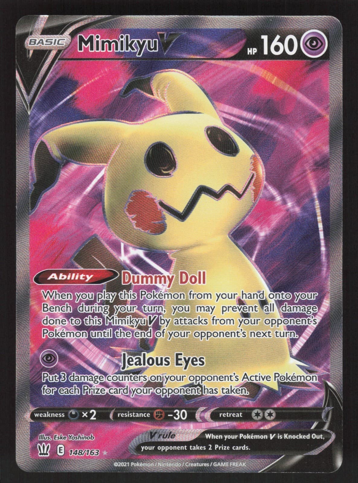 Mimikyu V (Full Art) 148/163 Pokemon TCG SWSH05: Battle Styles NM