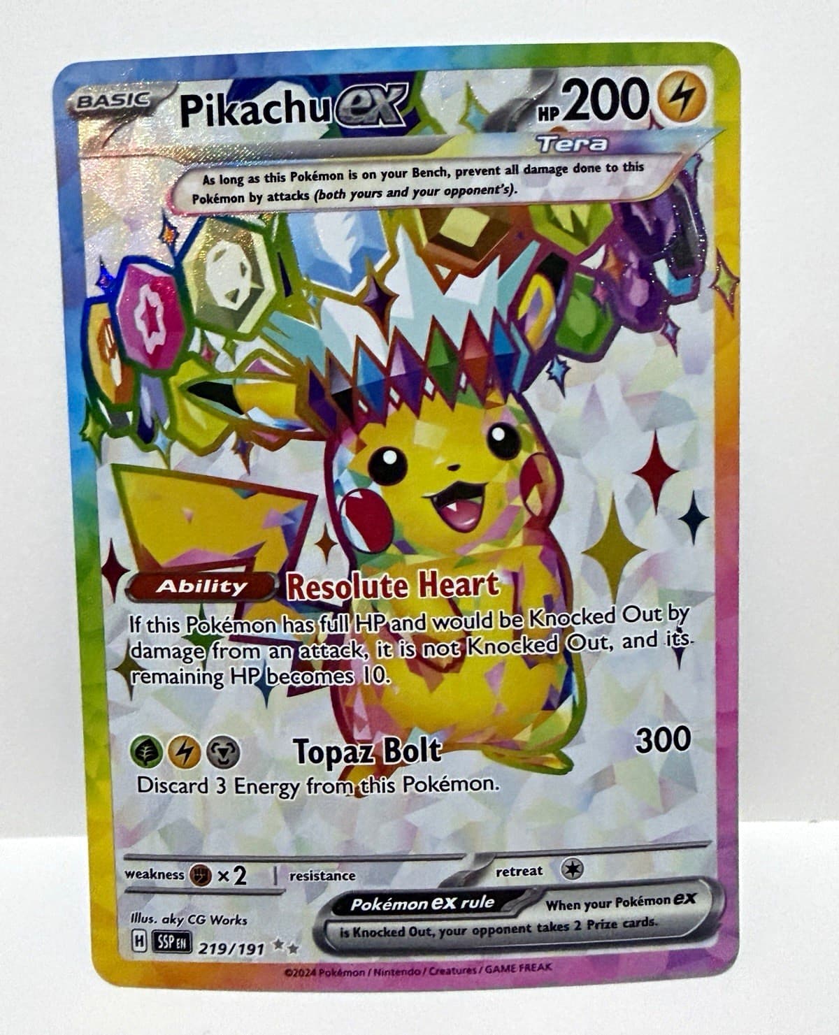 Pokémon Pikachu ex 219/191 Surging Sparks Hyper Rare Full Art Holo