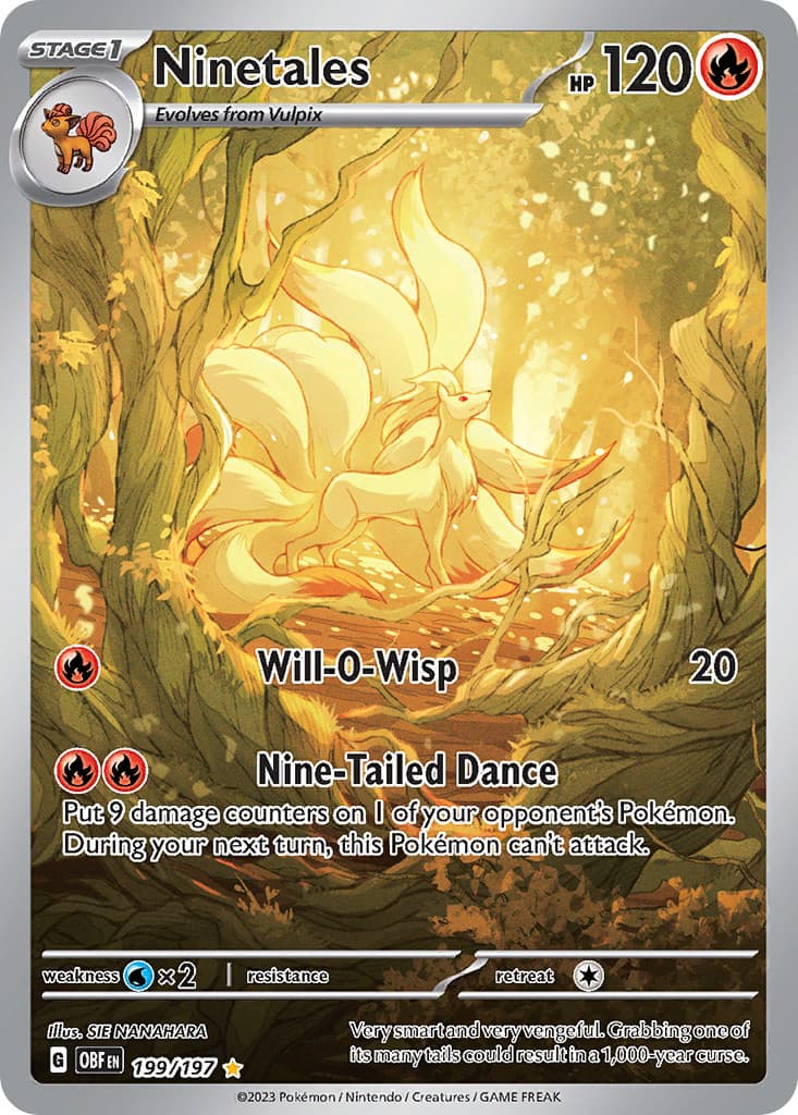 Ninetales 199/197 Illustration Rare Obsidian Flames Pokemon Holo NM