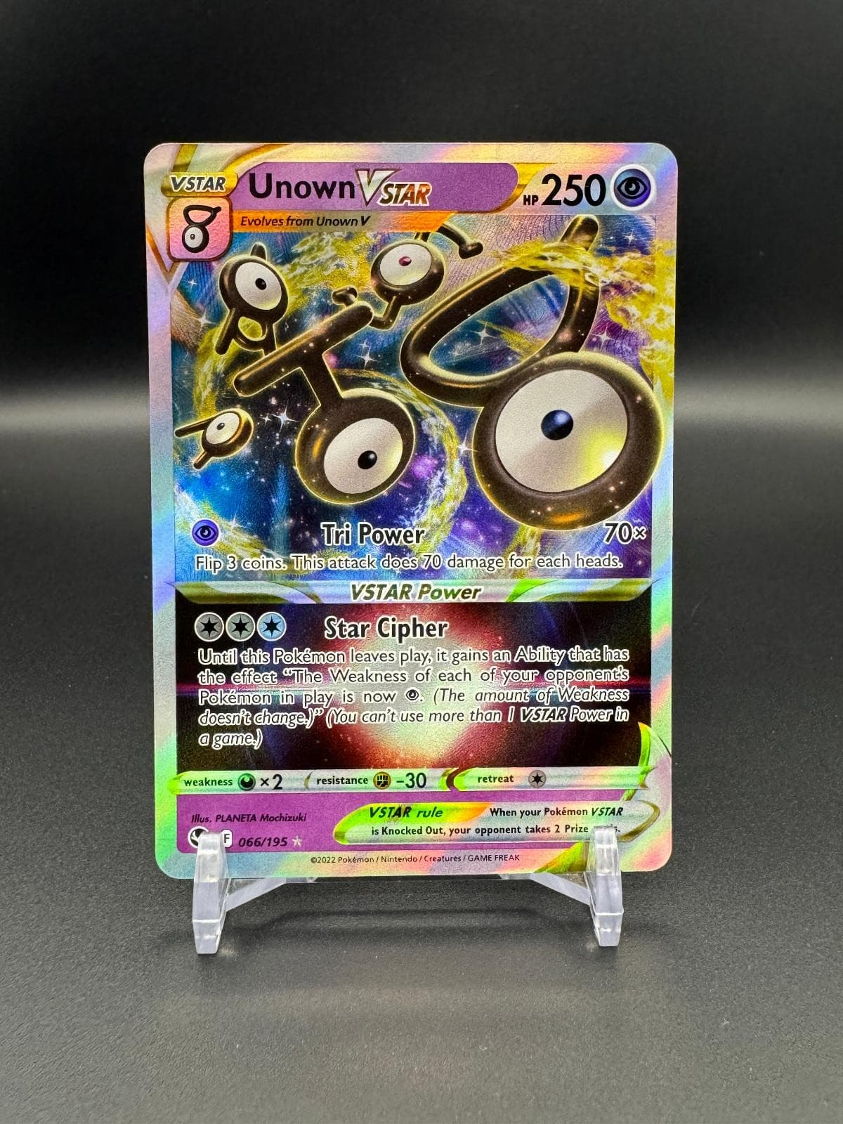 Unown VSTAR 066/195 Holo VSTAR Rare Silver Tempest Pokemon Near Mint