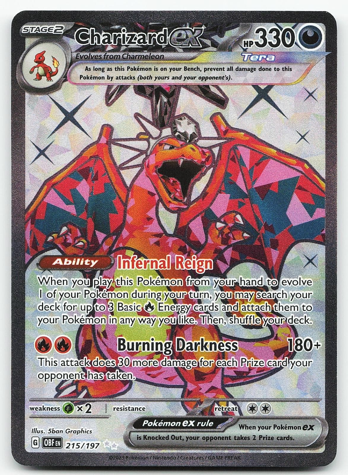 Pokemon Charizard ex 215/197 Obsidian Flames Ultra Rare Holo NM