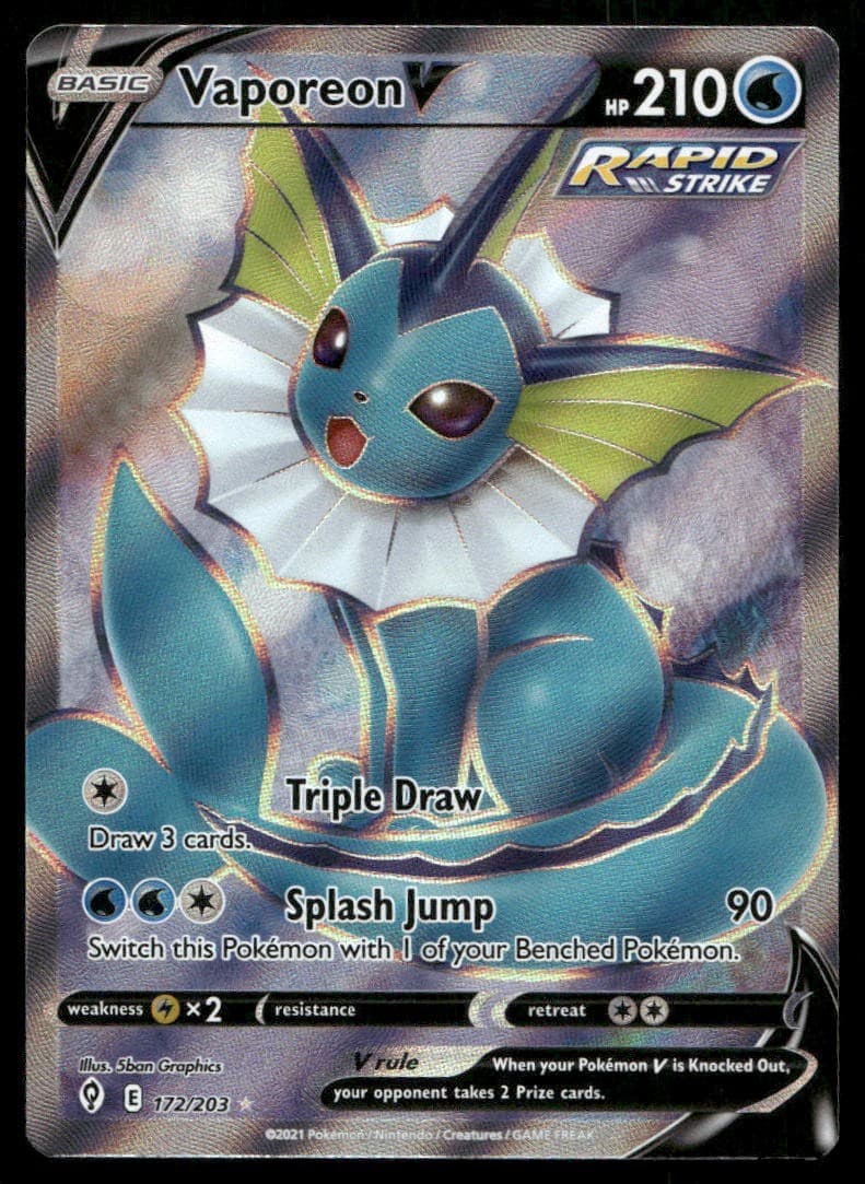 VAPOREON V 172/203 ULTRA RARE EVOLVING SKIES POKEMON NM/M