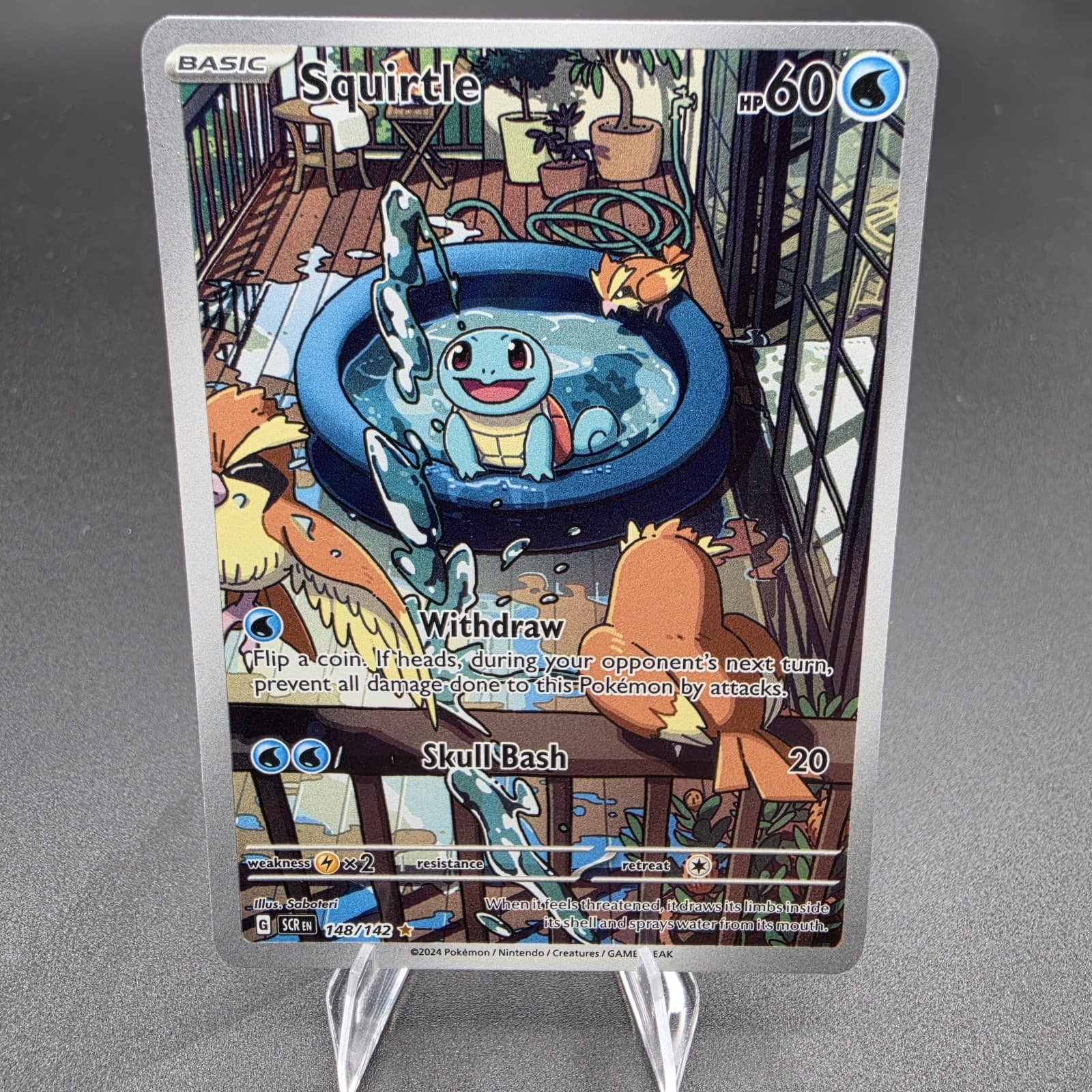 Pokemon TCG 2024 SV07 Stellar Crown Squirtle 148/142 Full Art IR Holo EN