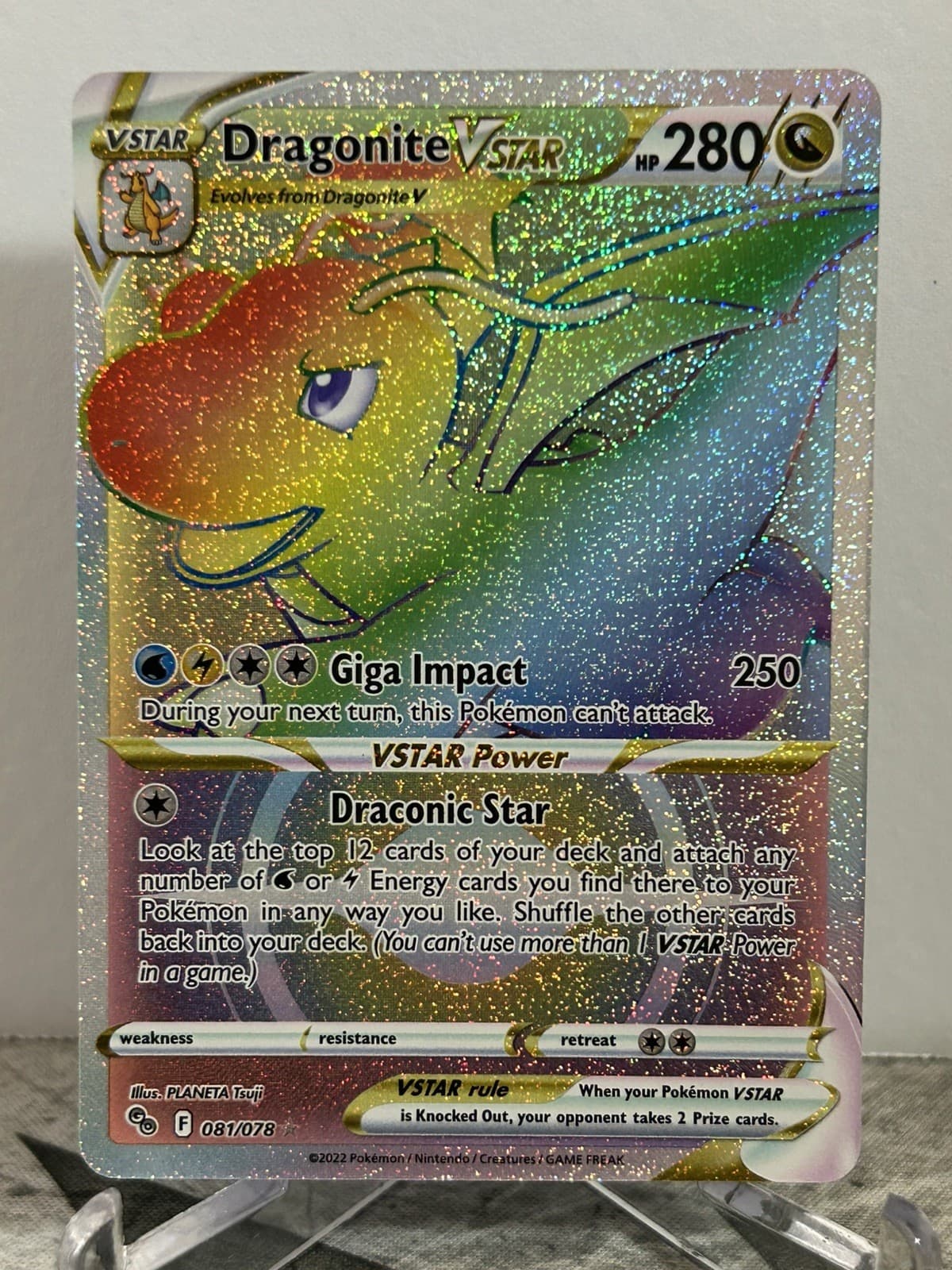 Dragonite VSTAR 081/078 Rainbow Rare Pokemon GO Pokemon Holo NM