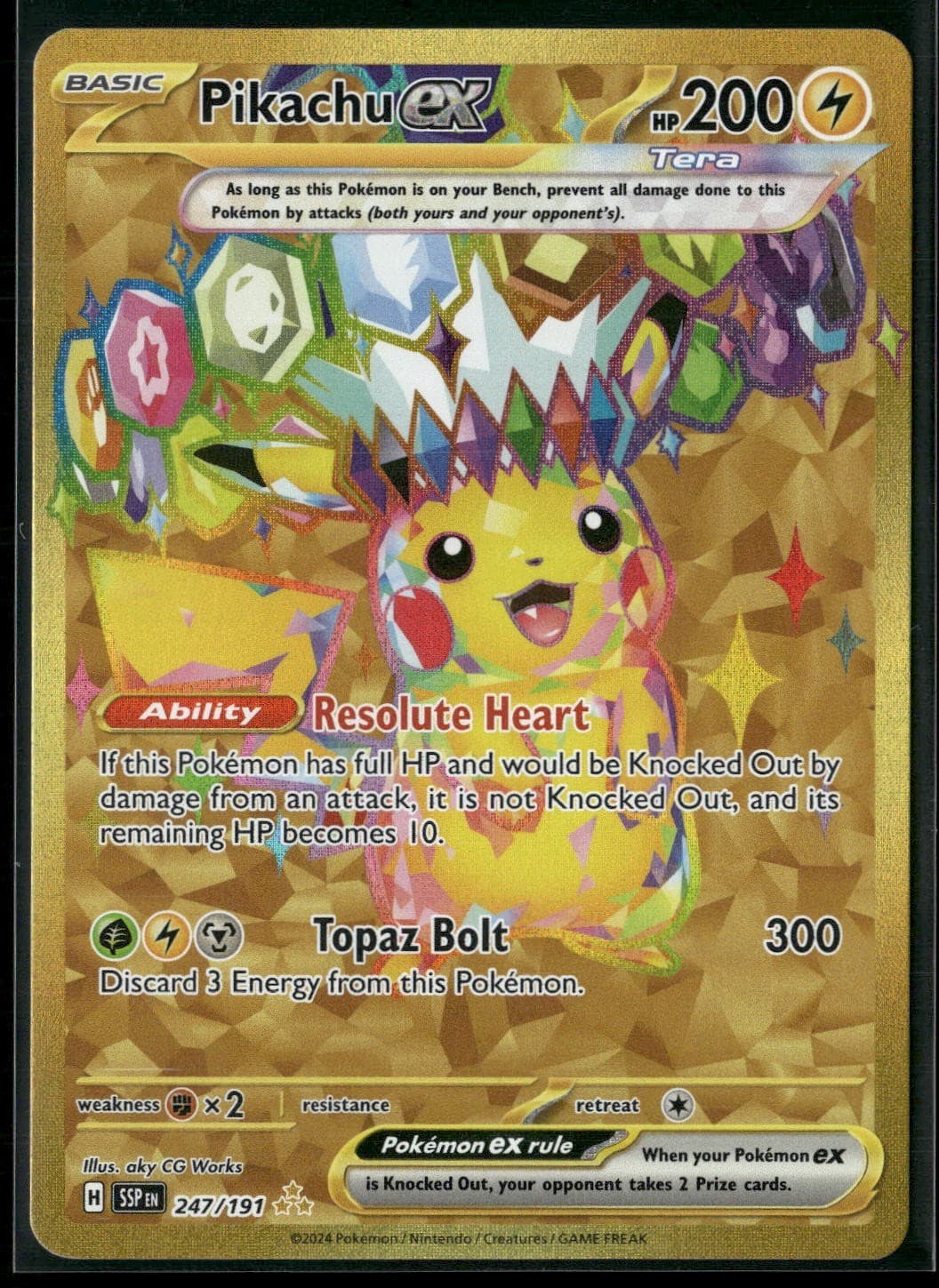 Pokemon - Pikachu ex 247/191 Hyper Rare Surging Sparks NM