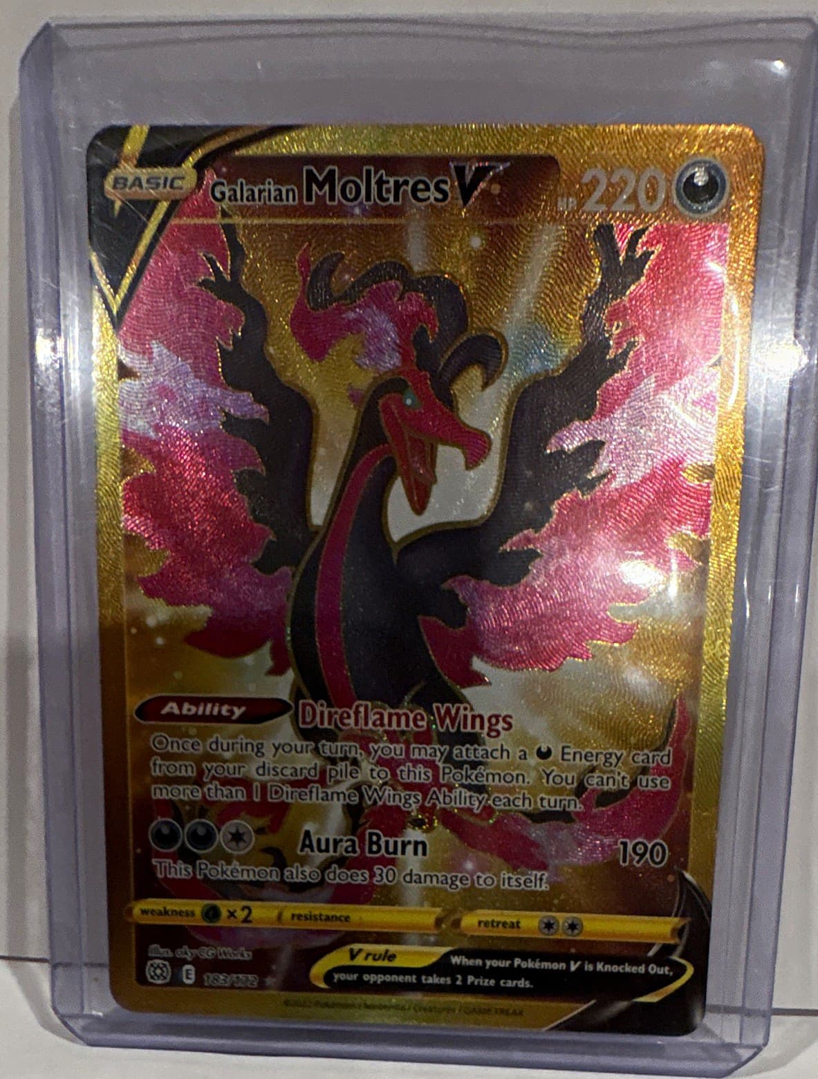 Pokemon Galarian Moltres V (Secret) 183/172 Brilliant Stars Holo 220 HP Eng