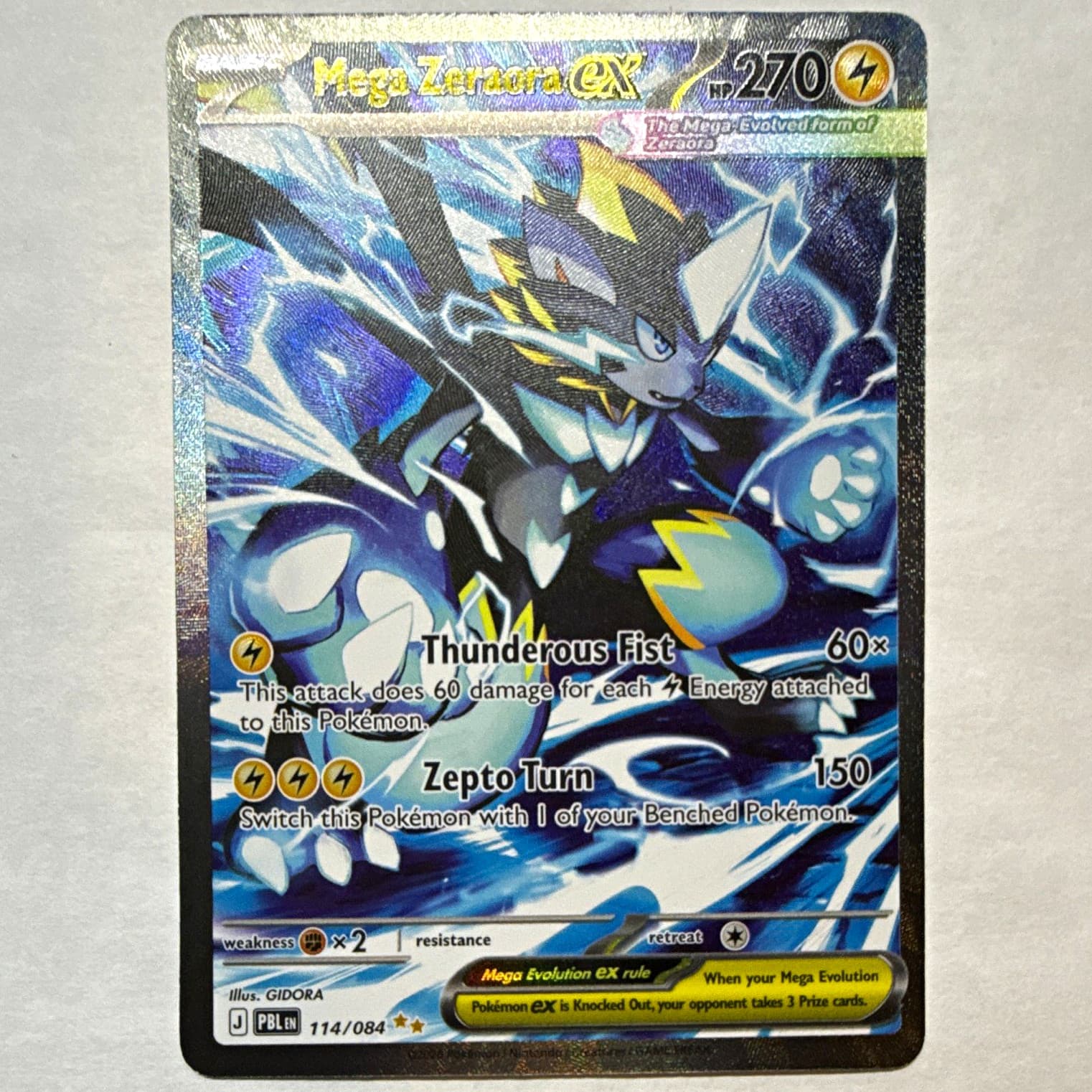 Pokemon Mega Zeraora EX 114/084 Secret Rare Holo Full Art English PBLN HP270
