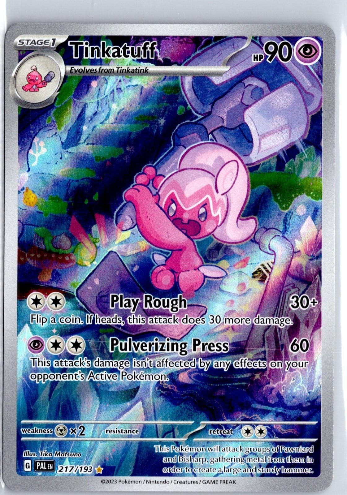 Tinkatuff 217/193 Illustration Rare Paldea Evolved Pokemon Holo Lightly Played