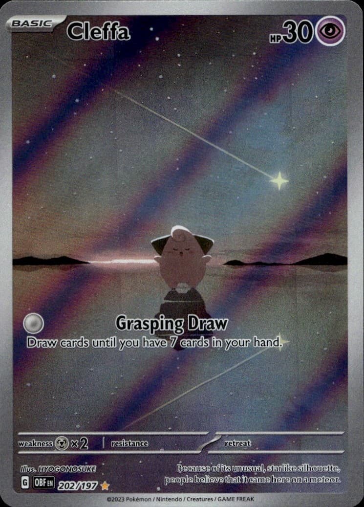 Cleffa 202/197 Illustration Rare Obsidian Flames Pokemon Holo Near Mint
