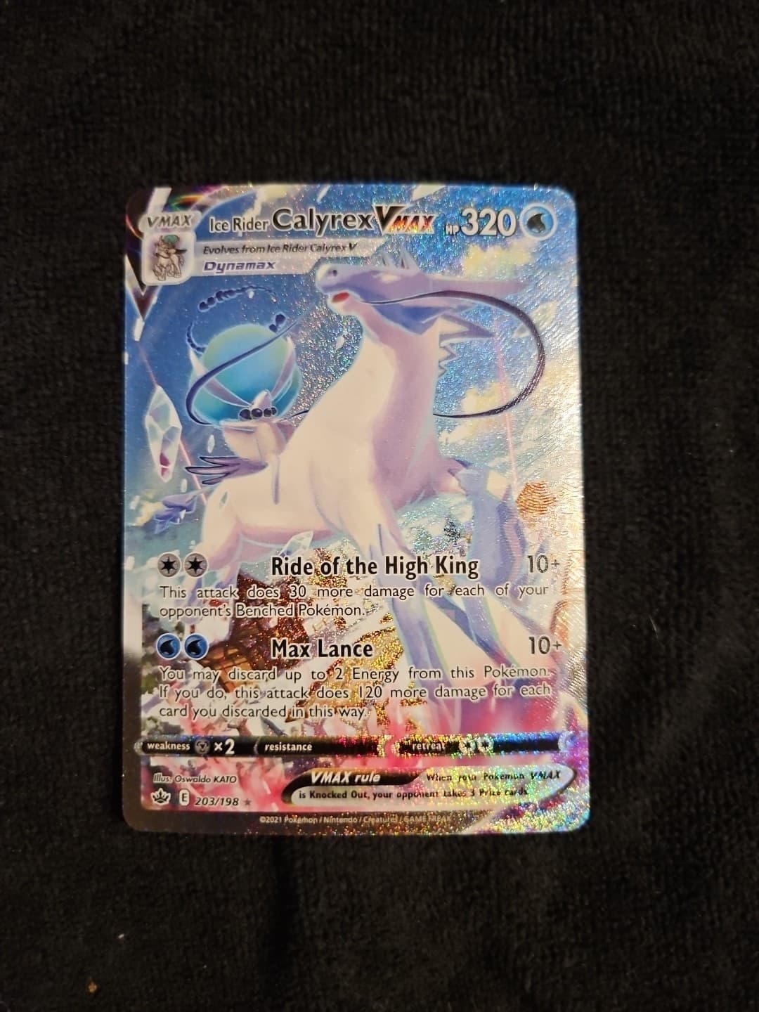 Pokémon TCG Ice Rider Calyrex VMAX Alternate Art 203/198 Chilling Reign
