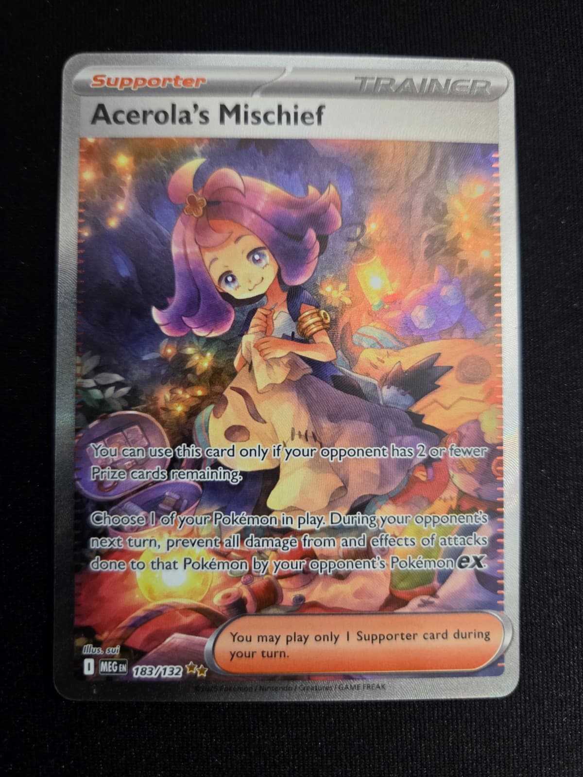 Pokemon TCG Acerola's Mischief ME01 183/132 Mega Evolutions SIR Full Art Holo NM