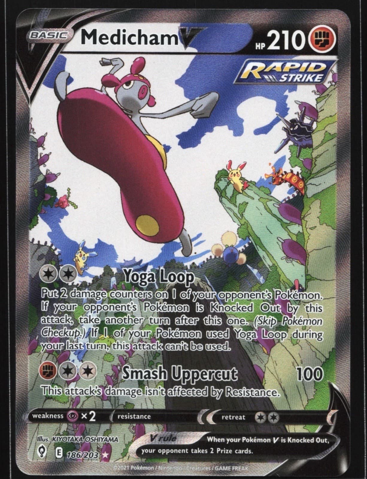 Medicham V (Alt Art) 186/203 SWSH07: Evolving Skies Ultra Rare Pokemon Card