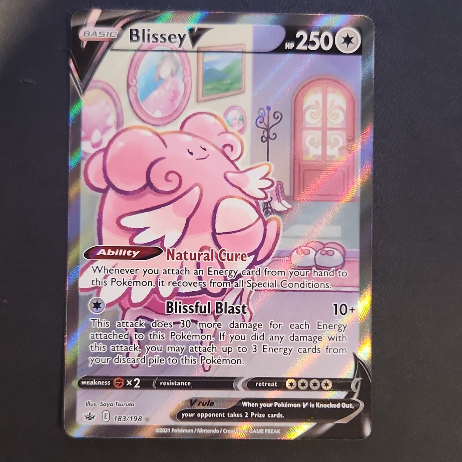 Blissey V (Alternate Full Art) Ultra Rare 183/198 Swsh06 Chilling Reign Holo EN