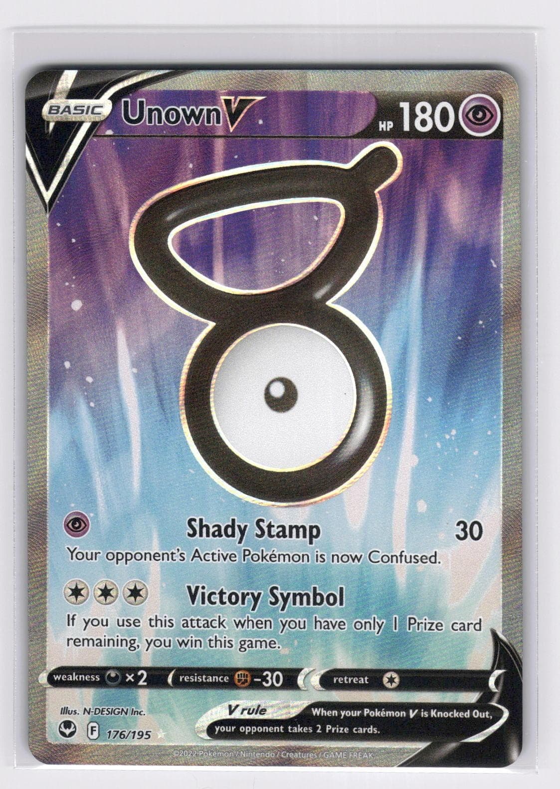 Unown V 176/195 - Ultra Rare Silver Tempest Pokemon NM