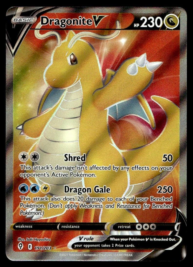 Dragonite V 191/203 Ultra Rare Evolving Skies Pokemon Holo Near Mint