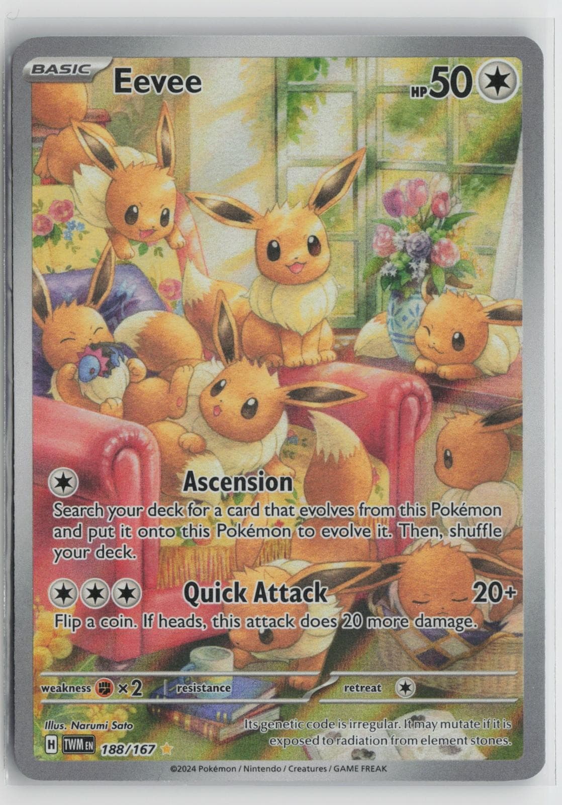 Eevee 188/167 Twilight Masquerade NM Illustration Rare Holo Pokemon
